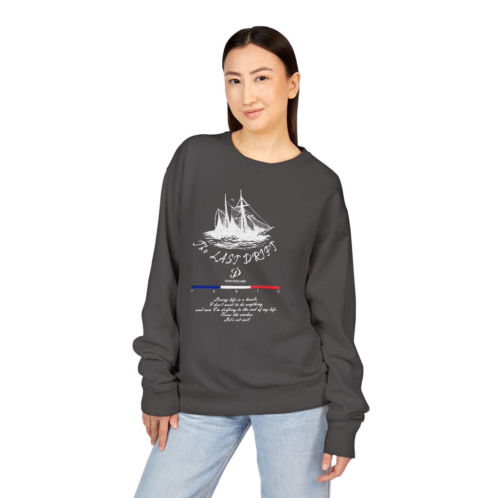 Old Money Nautical Heritage Crewneck - The Last Drift II (Paris Aesthetic Garment-Dyed Sweatshirt)