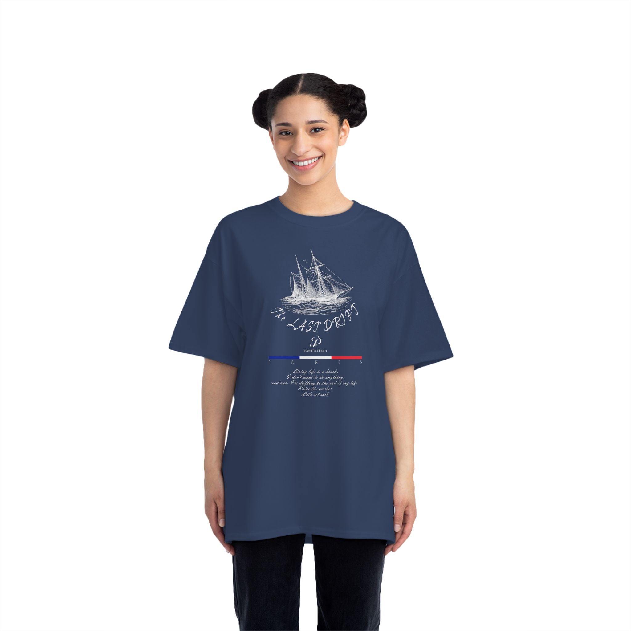 Unisex Black Hanes Vintage Ship Graphic 100% Cotton T-Shirt