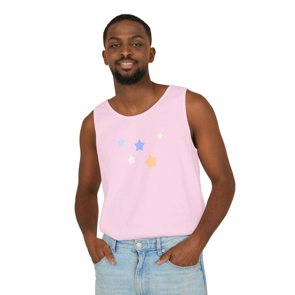 Men's & Women's Cassiopeia Constellation Graphic Garment-Dyed Tank Top - W-Shape Sleeveless Shirt