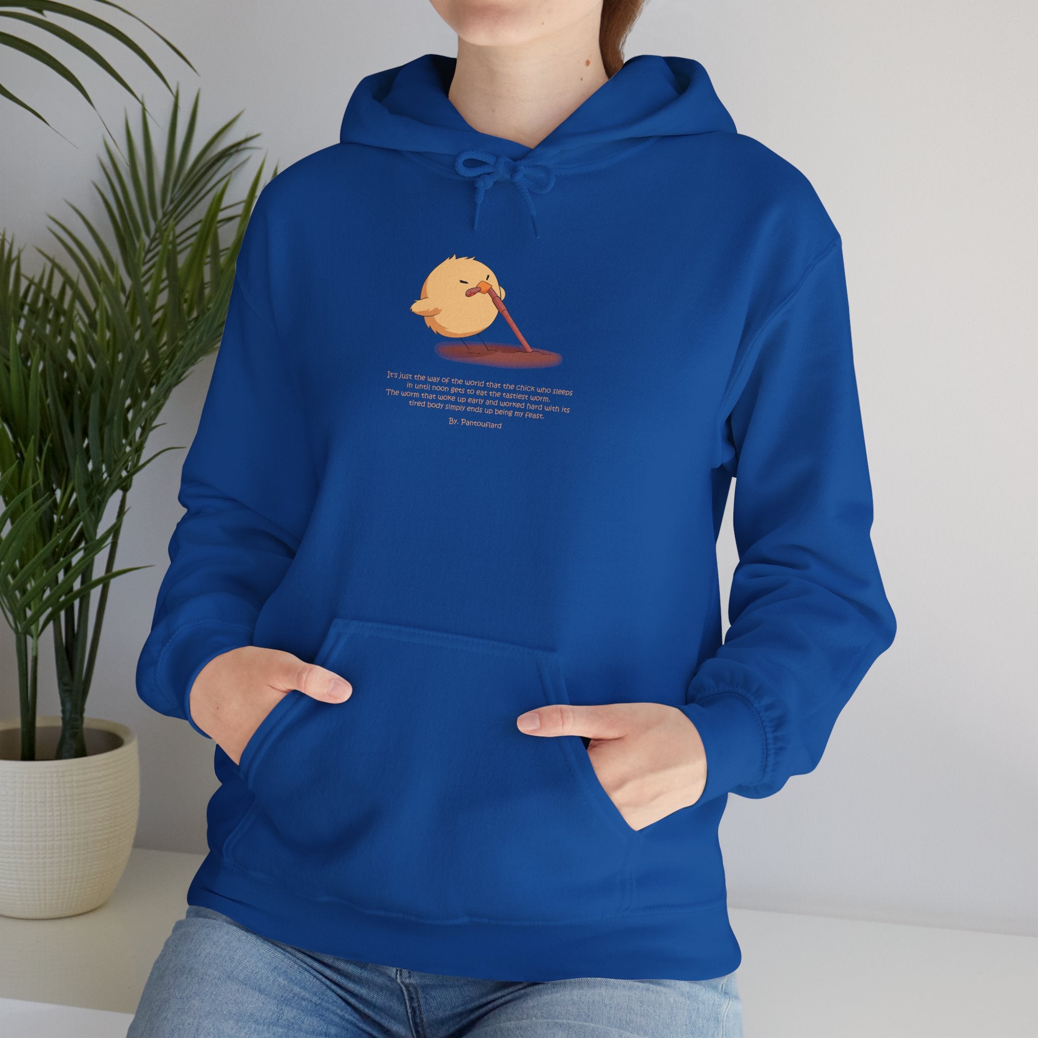 Kitsch Kawaii Chick & Worm Graphic Hoodie - The Quiet Victory (Aesthetic Streetwear Fleece)