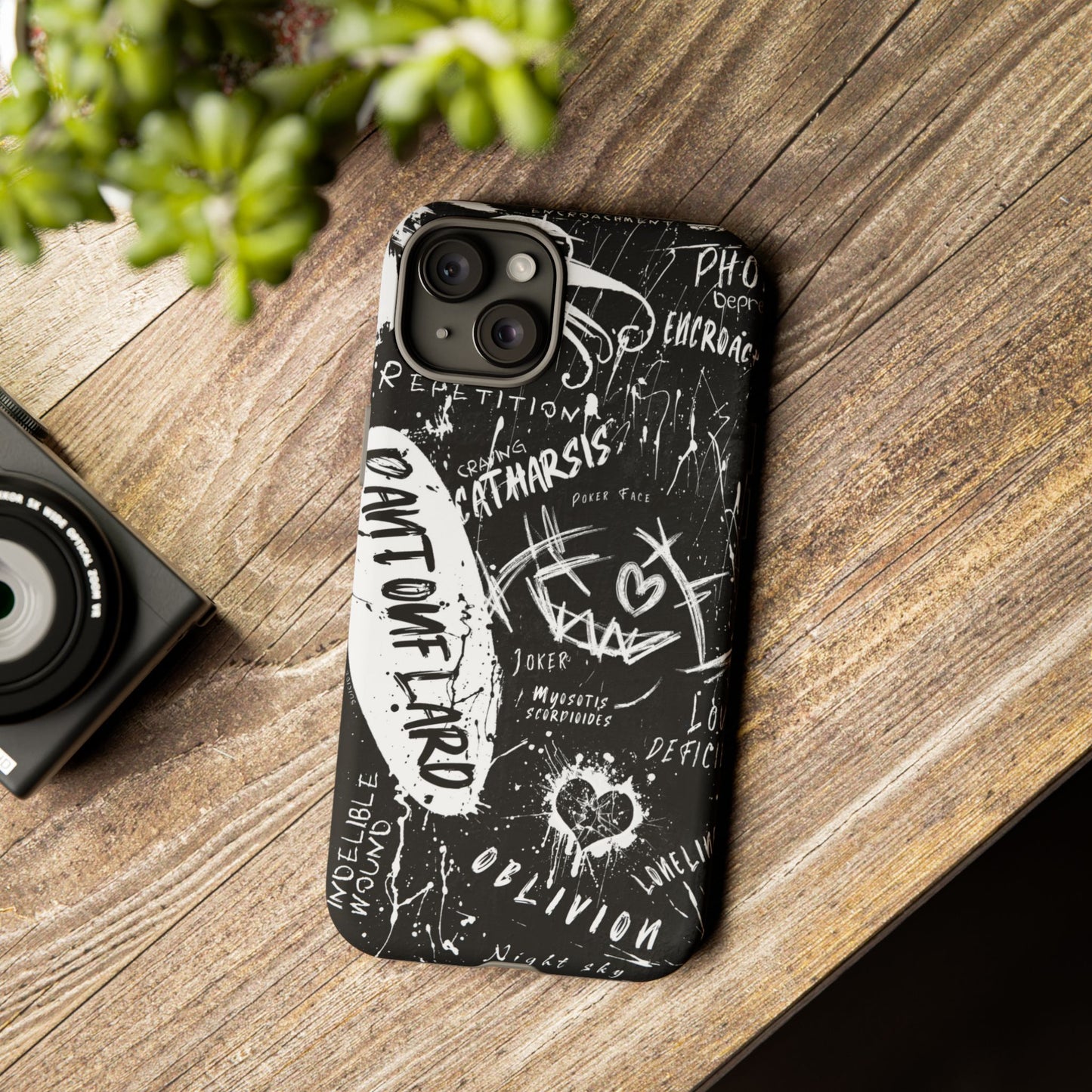 Fundas resistentes: funda atrevida para iPhone, Galaxy, Google Pixel, diseño de grafiti negro, estética urbana, regalo para amantes del arte, accesorios de teléfono modernos, estilo callejero