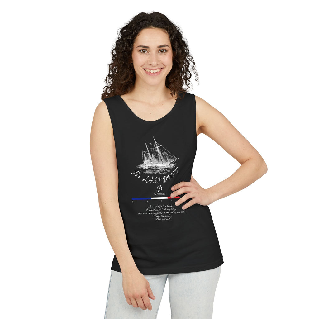 Unisex Black Last Drift Cotton Garment-Dyed Tank Top
