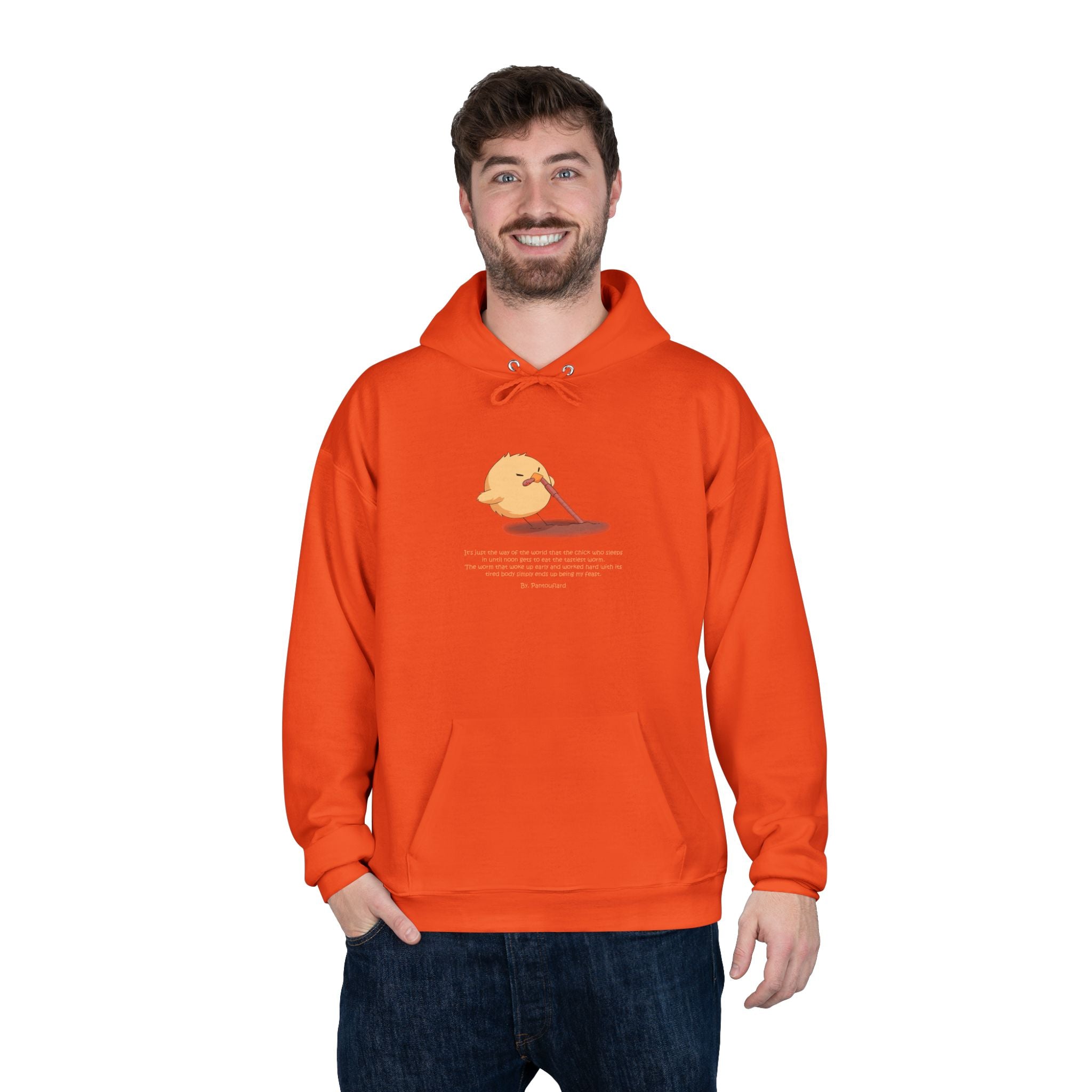 Unisex Light Blue Pantouflard Chick Cotton Blend Pullover Hoodie