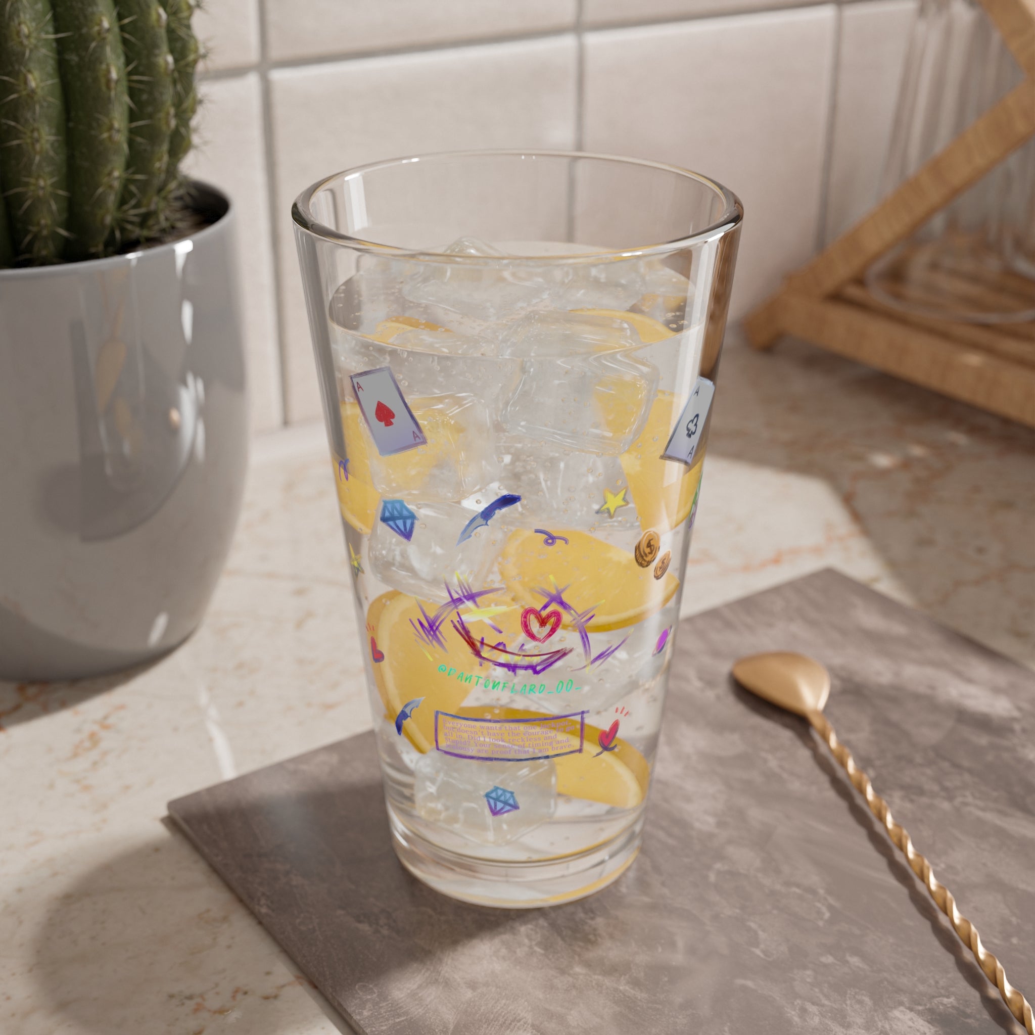 Clear Pantouflard 'Jackpot' Graffiti Solid Glass Mixer