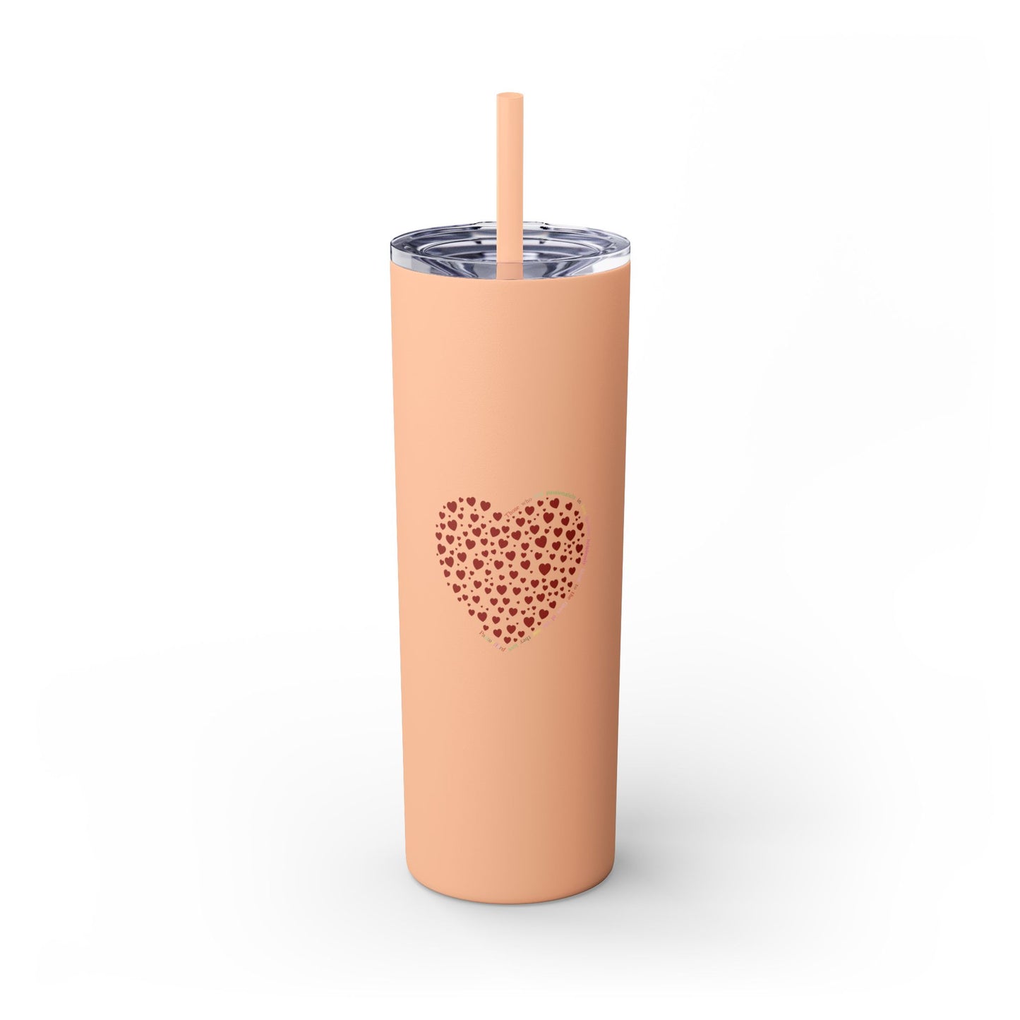 Red Heart Dot Skinny Tumbler | 20oz Reusable Travel Mug, Eco-Friendly Drinkware