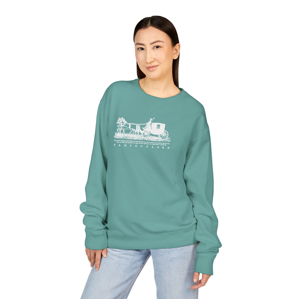 Old Money Equestrian Heritage Crewneck - The Nostalgic Journey II (Dark Academia Garment-Dyed Sweatshirt)