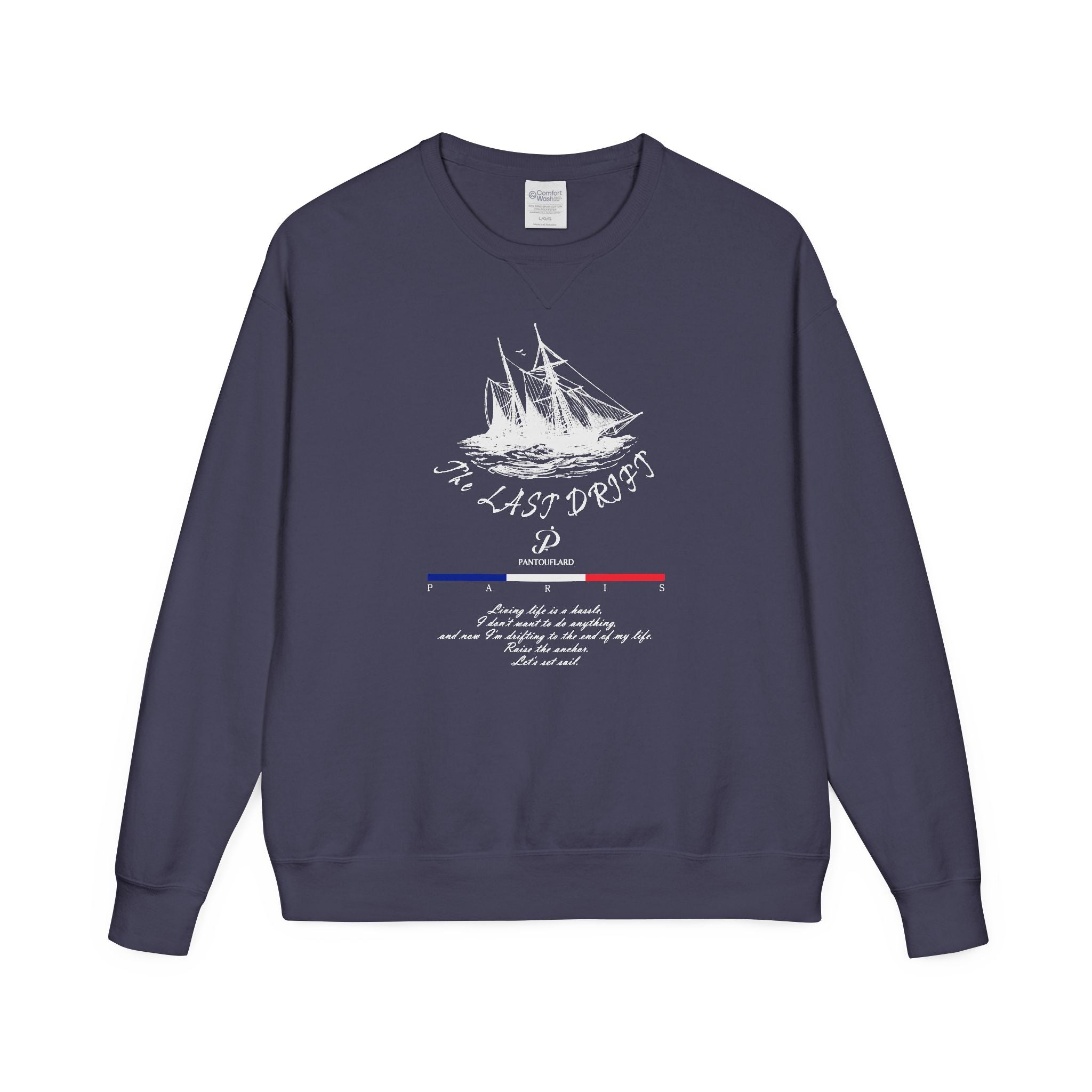 Old Money Nautical Heritage Crewneck - The Last Drift II (Paris Aesthetic Garment-Dyed Sweatshirt)