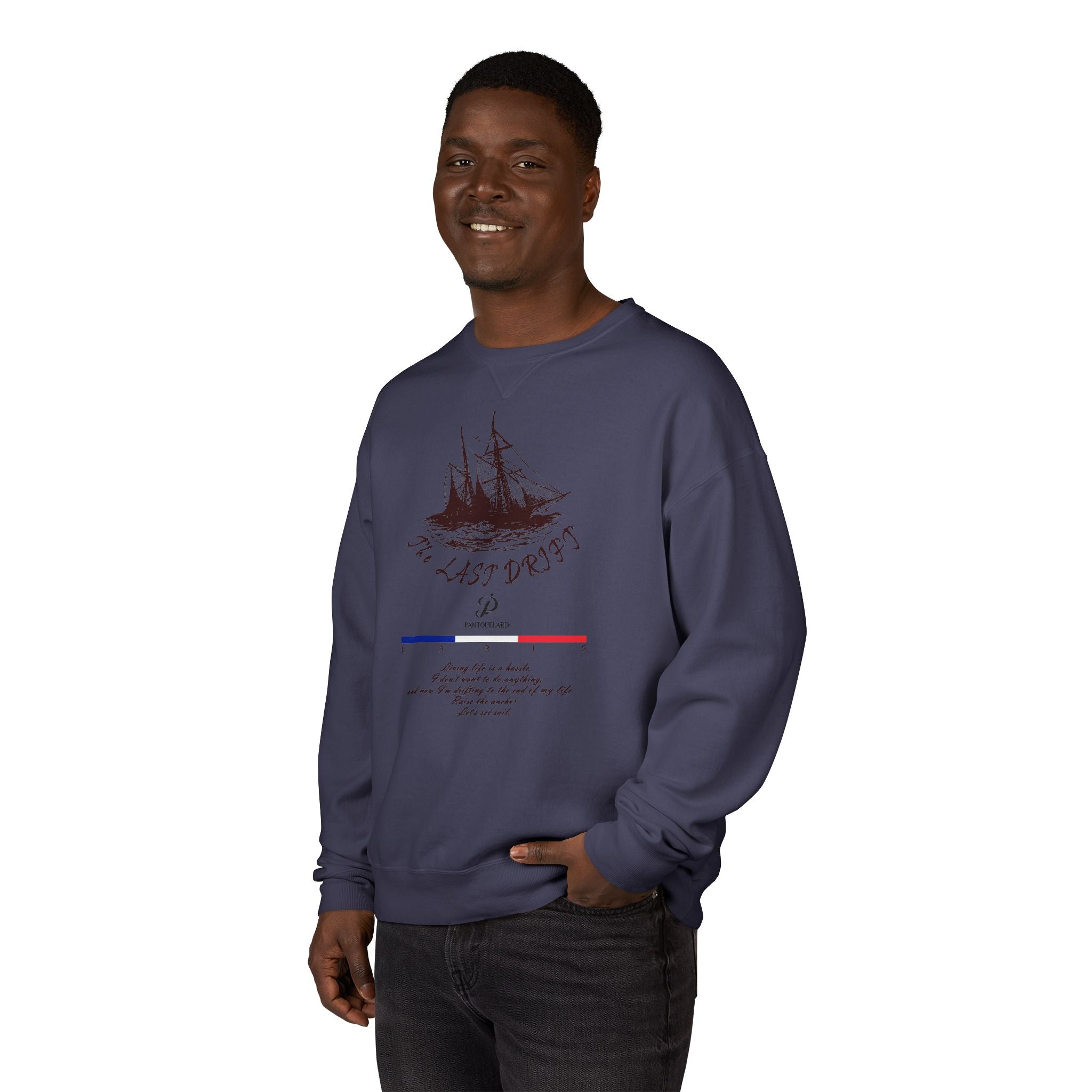 Old Money Nautical Heritage Crewneck - The Last Drift I (Paris Aesthetic Garment-Dyed Sweatshirt)