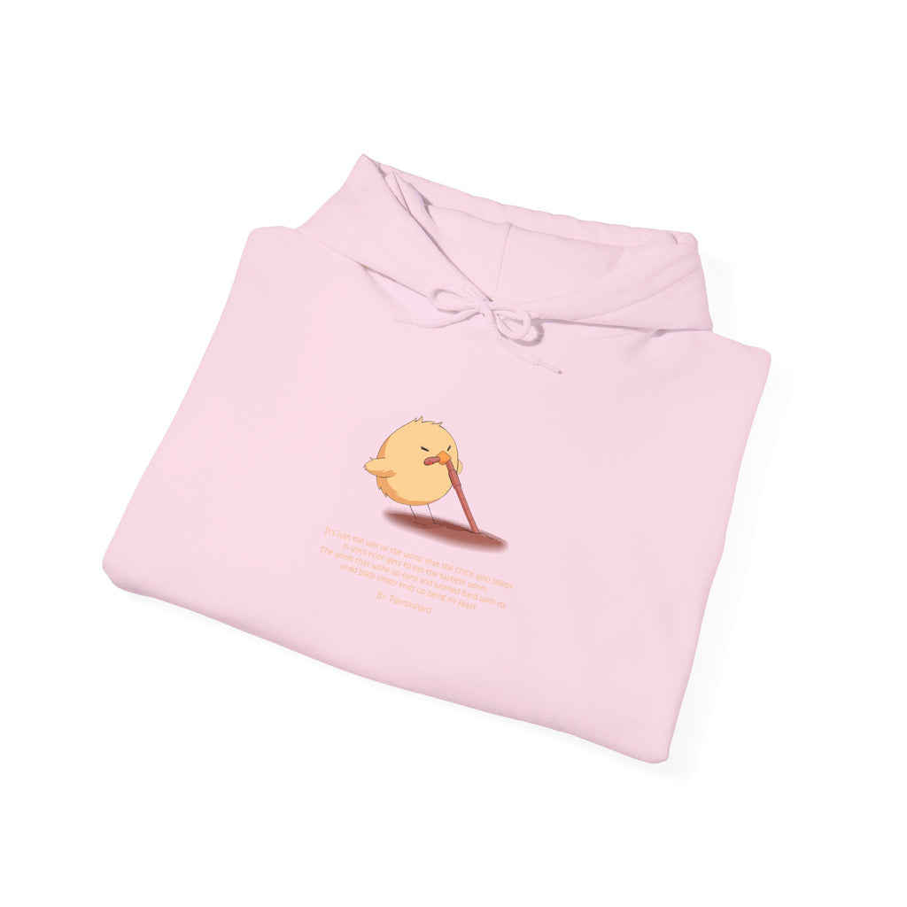 Kitsch Kawaii Chick & Worm Graphic Hoodie - The Quiet Victory (Aesthetic Streetwear Fleece)