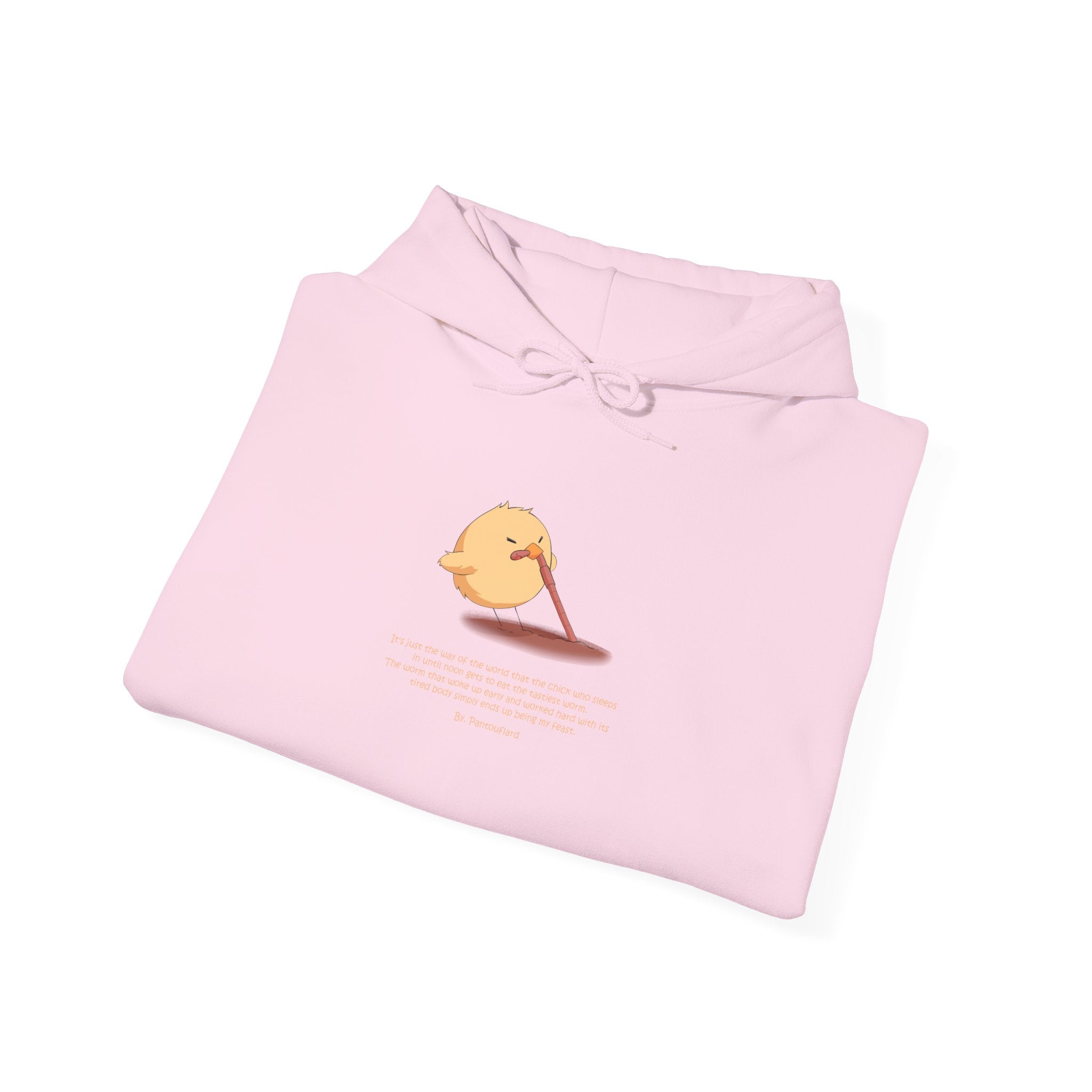 Kitsch Kawaii Chick & Worm Graphic Hoodie - The Quiet Victory (Aesthetic Streetwear Fleece)