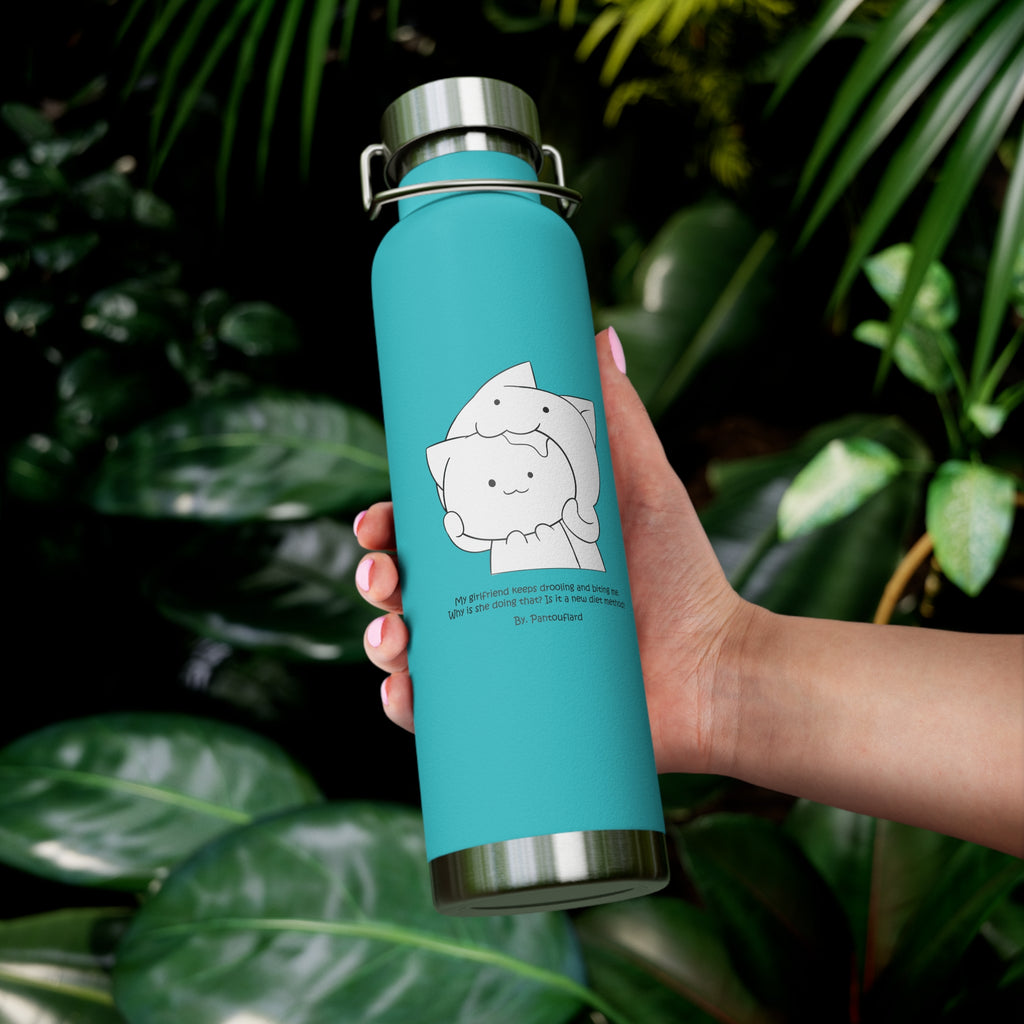 Navy Blue Cute Biting Cats Quote 22oz Copper Vacuum Insulated Bottle