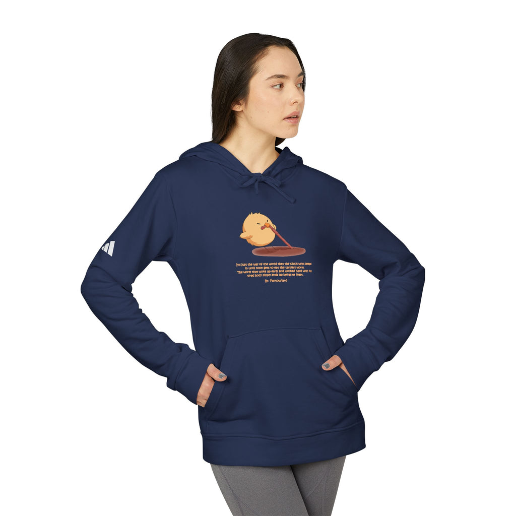 Adidas Hoodie with Funny Graphic - "Early Bird Parody" Cute Chick Design - 8color Cotton Fleece Pullover - Unisex Streetwear