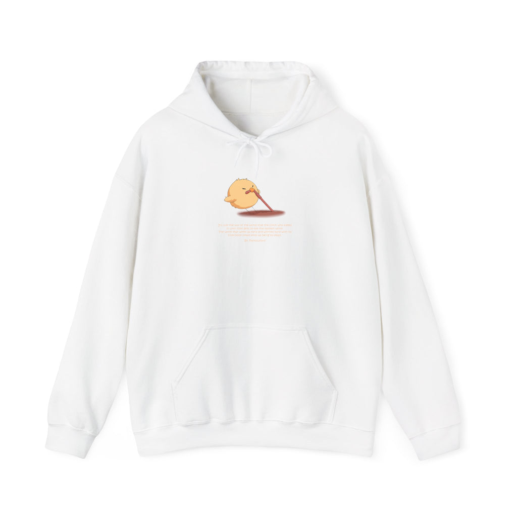 Kitsch Kawaii Chick & Worm Graphic Hoodie - The Quiet Victory (Aesthetic Streetwear Fleece)