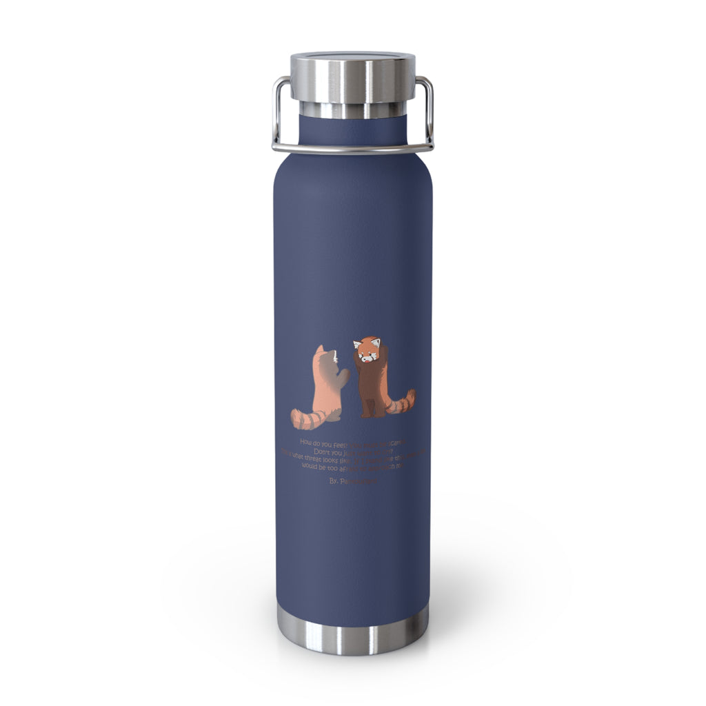 Cyan Blue Cute Standing Red Pandas Quote 22oz Copper Vacuum Insulated Bottle
