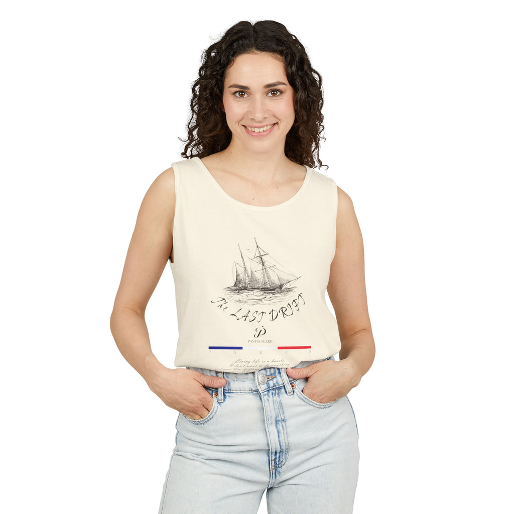 Unisex White Last Drift Cotton Garment-Dyed Tank Top