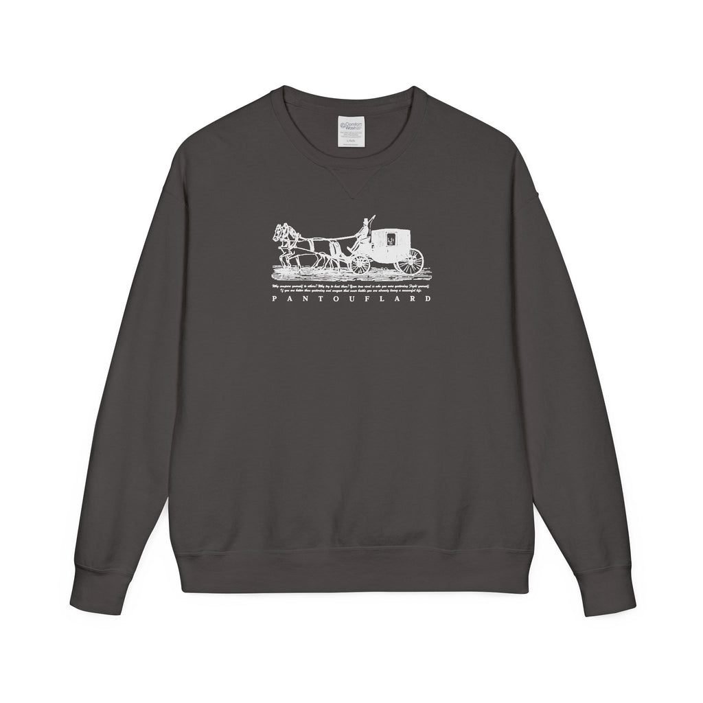 Old Money Equestrian Heritage Crewneck - The Nostalgic Journey II (Dark Academia Garment-Dyed Sweatshirt)
