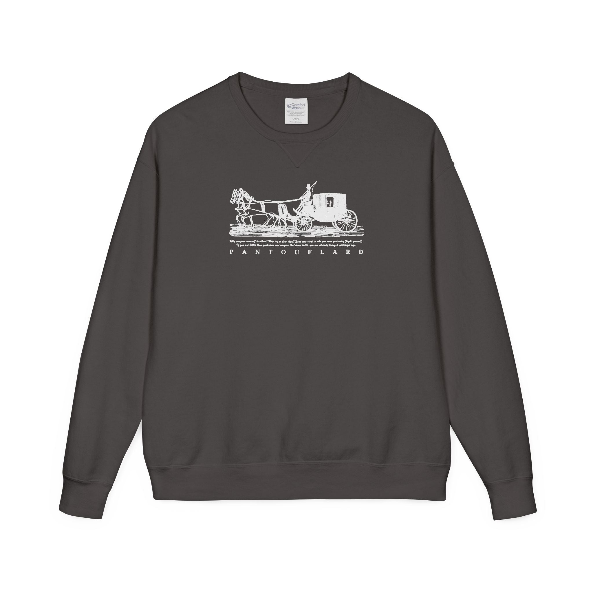 Old Money Equestrian Heritage Crewneck - The Nostalgic Journey II (Dark Academia Garment-Dyed Sweatshirt)