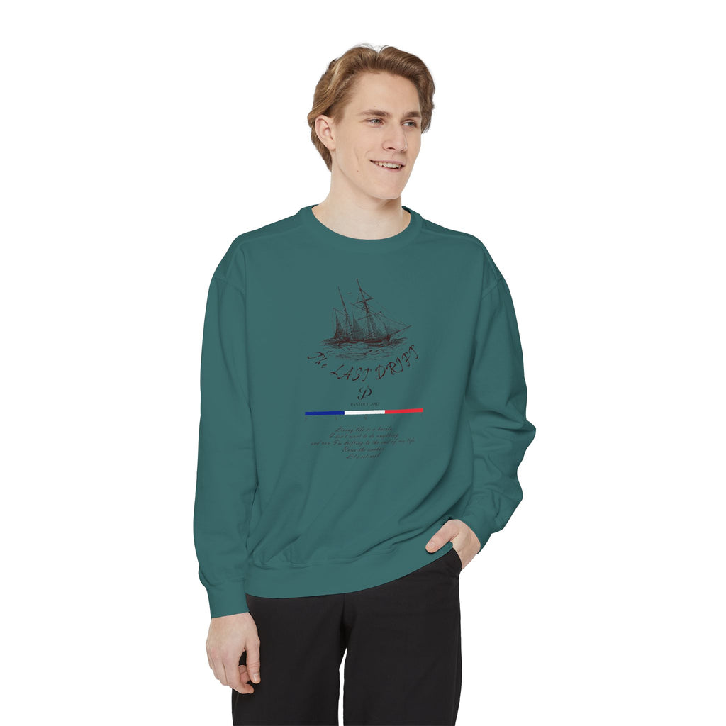 Unisex White Vintage Ship Graphic Cotton Blend Sweatshirt