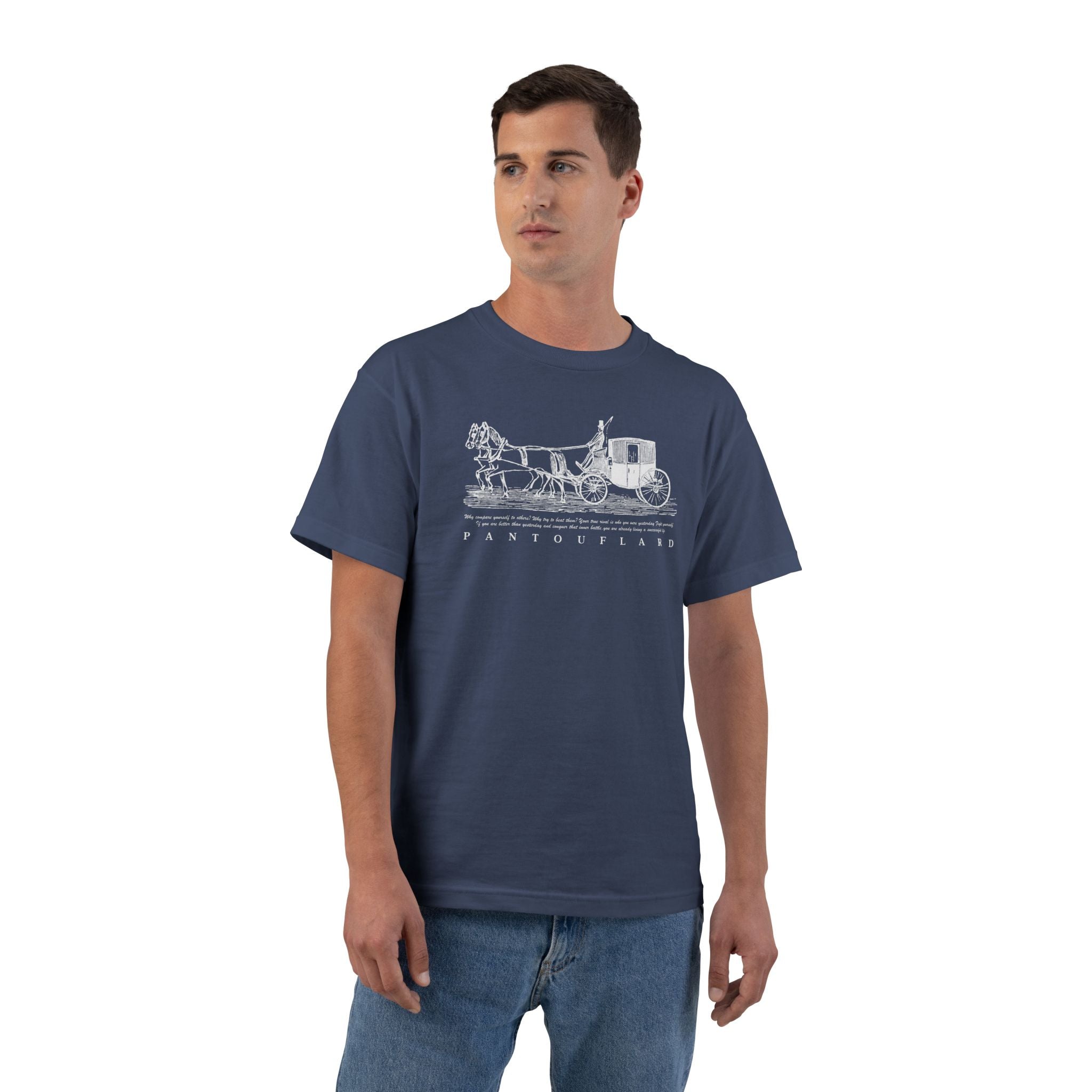 Unisex Navy Hanes Vintage Carriage Graphic 100% Cotton T-Shirt