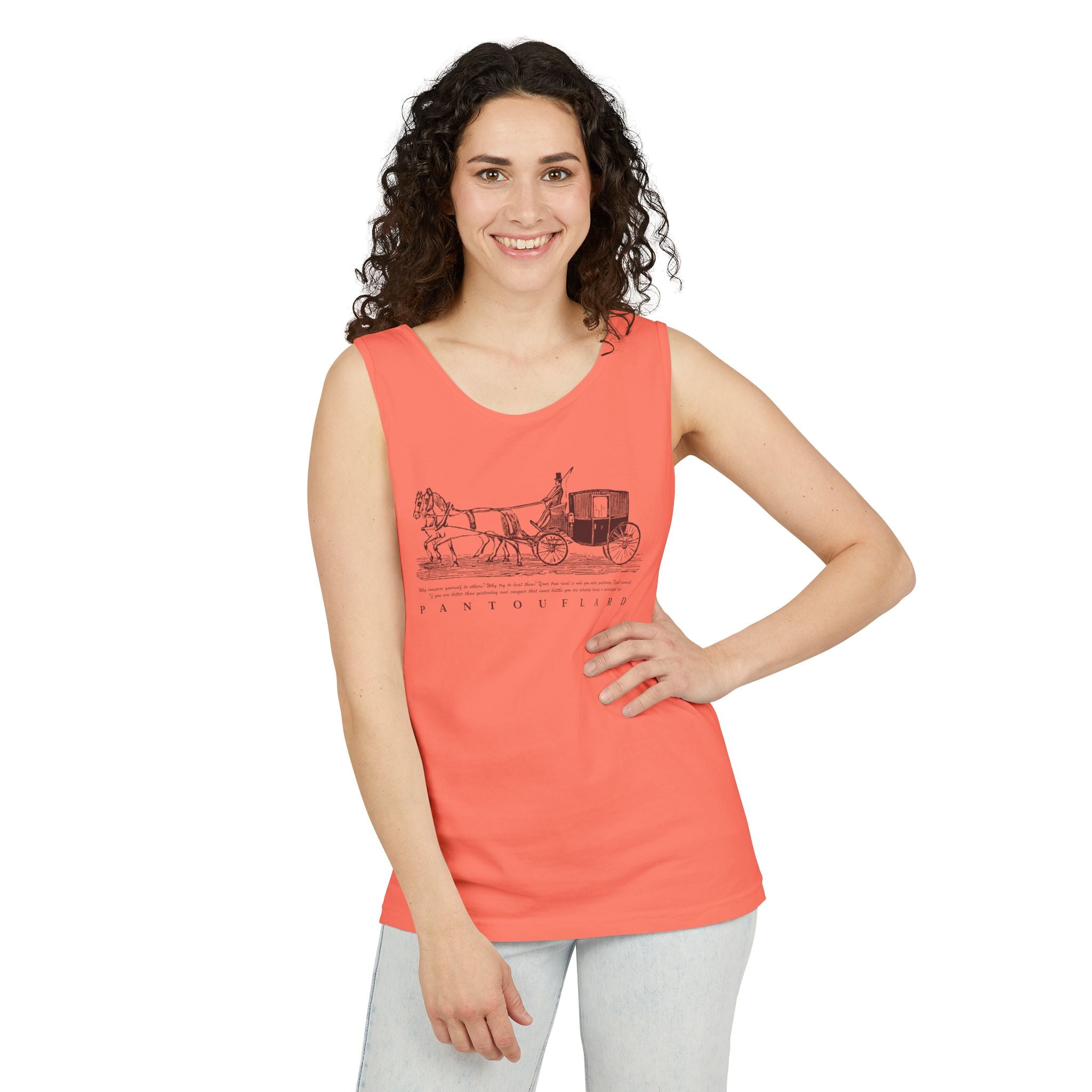 Unisex Brick Red Pantouflard Carriage Cotton Garment-Dyed Tank Top