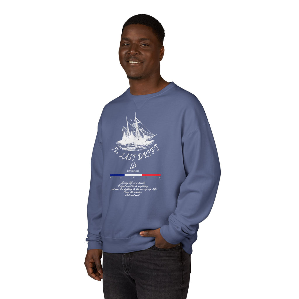 Old Money Nautical Heritage Crewneck - The Last Drift II (Paris Aesthetic Garment-Dyed Sweatshirt)