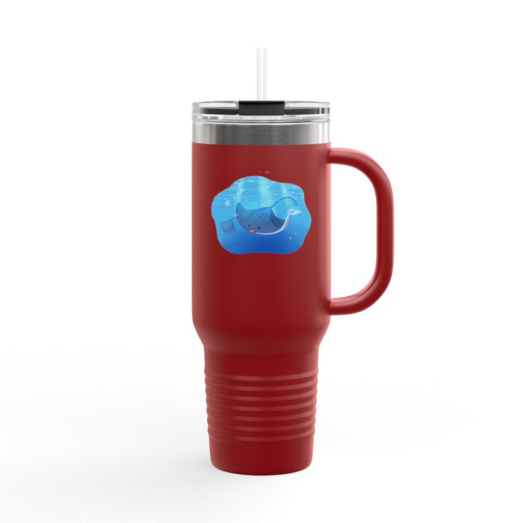 Navy Blue Cute Swimming Stingray 40oz Stainless Steel Insulated Travel Mug