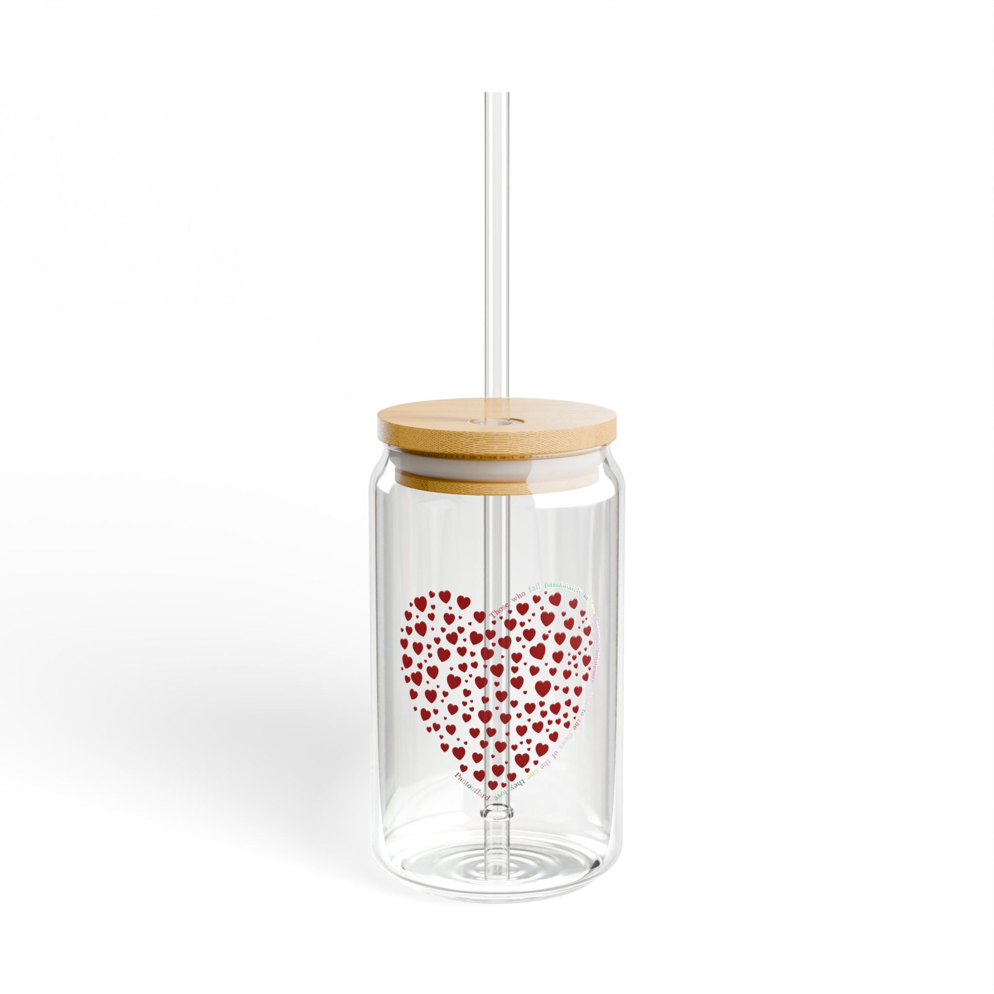 Clear Pantouflard Passionate Love Red Heart Quote Tempered Glass Sipper