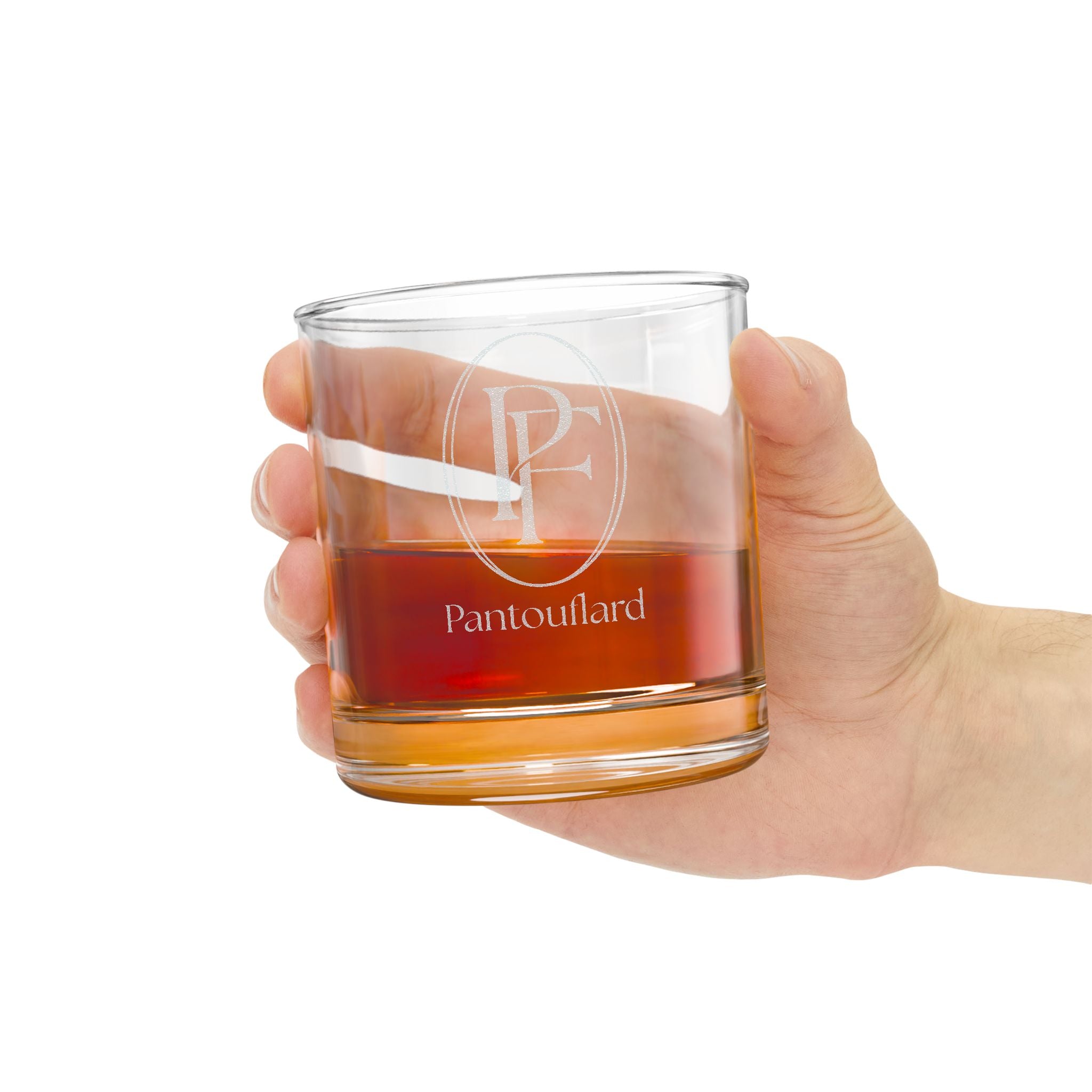 Clear Pantouflard Elegant Monogram Engraved Whiskey Glass, 10.5oz