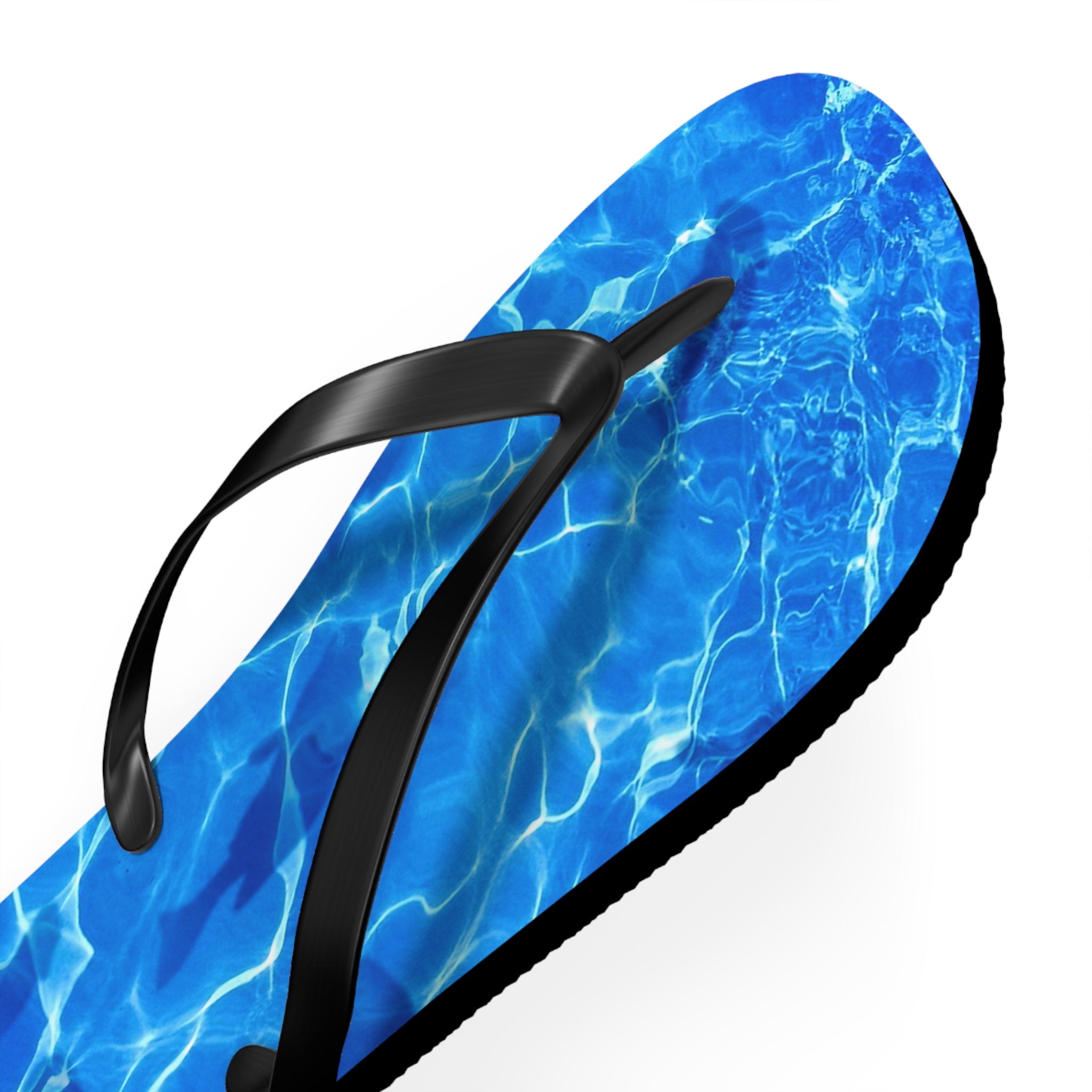 Unisex Vibrant Blue Sunlit Water Surface Fish Silhouette EVA Polyester Flip Flops