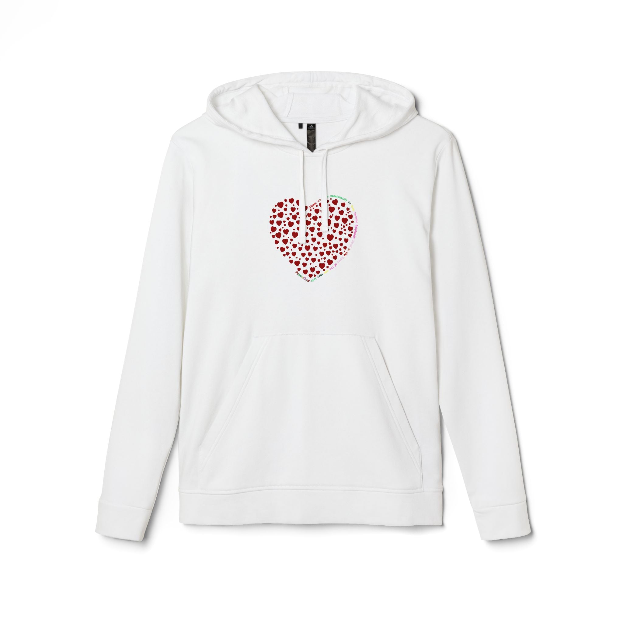 Sudadera con capucha de forro polar para hombre y mujer Adidas® con diseño de corazón rojo