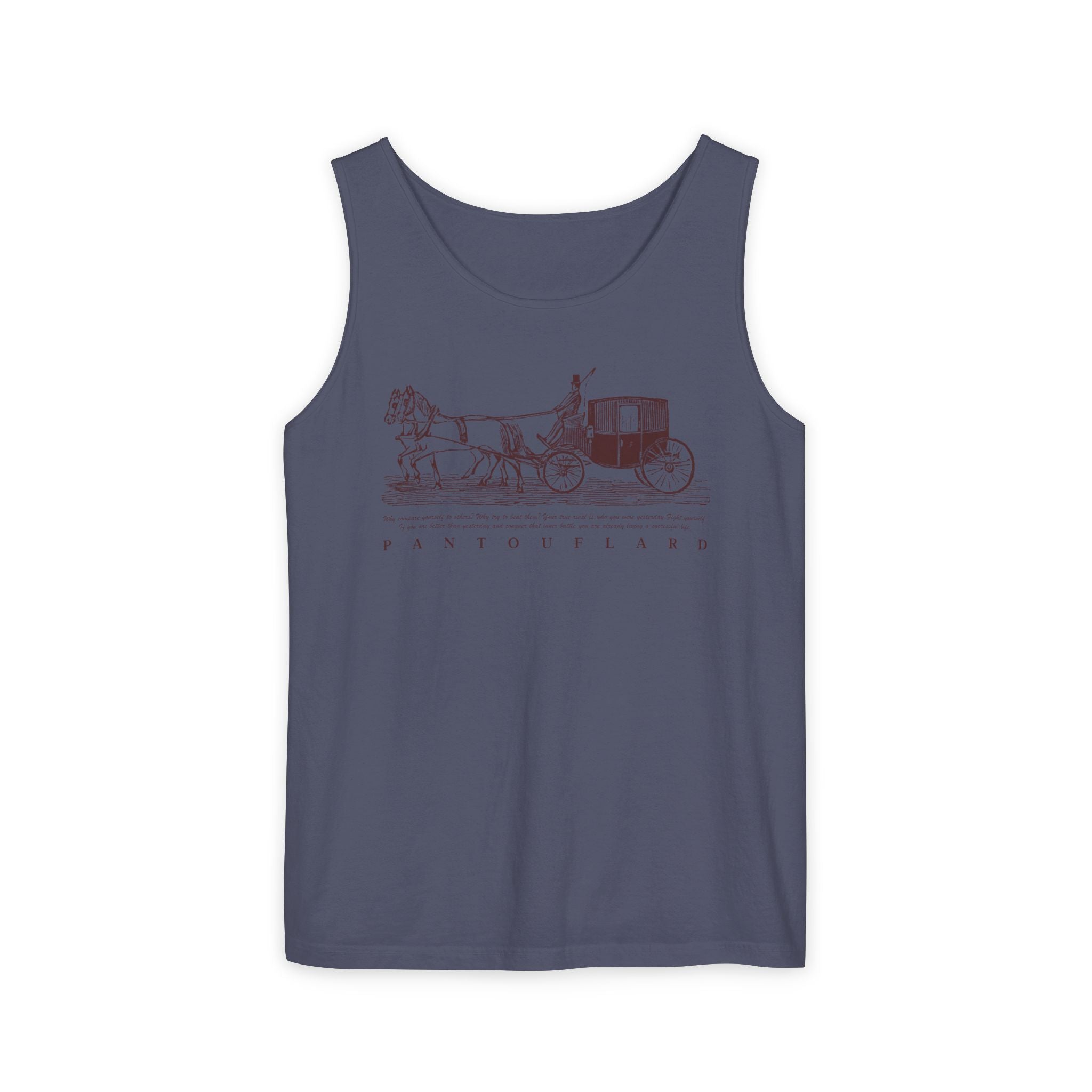 Unisex Brick Red Pantouflard Carriage Cotton Garment-Dyed Tank Top