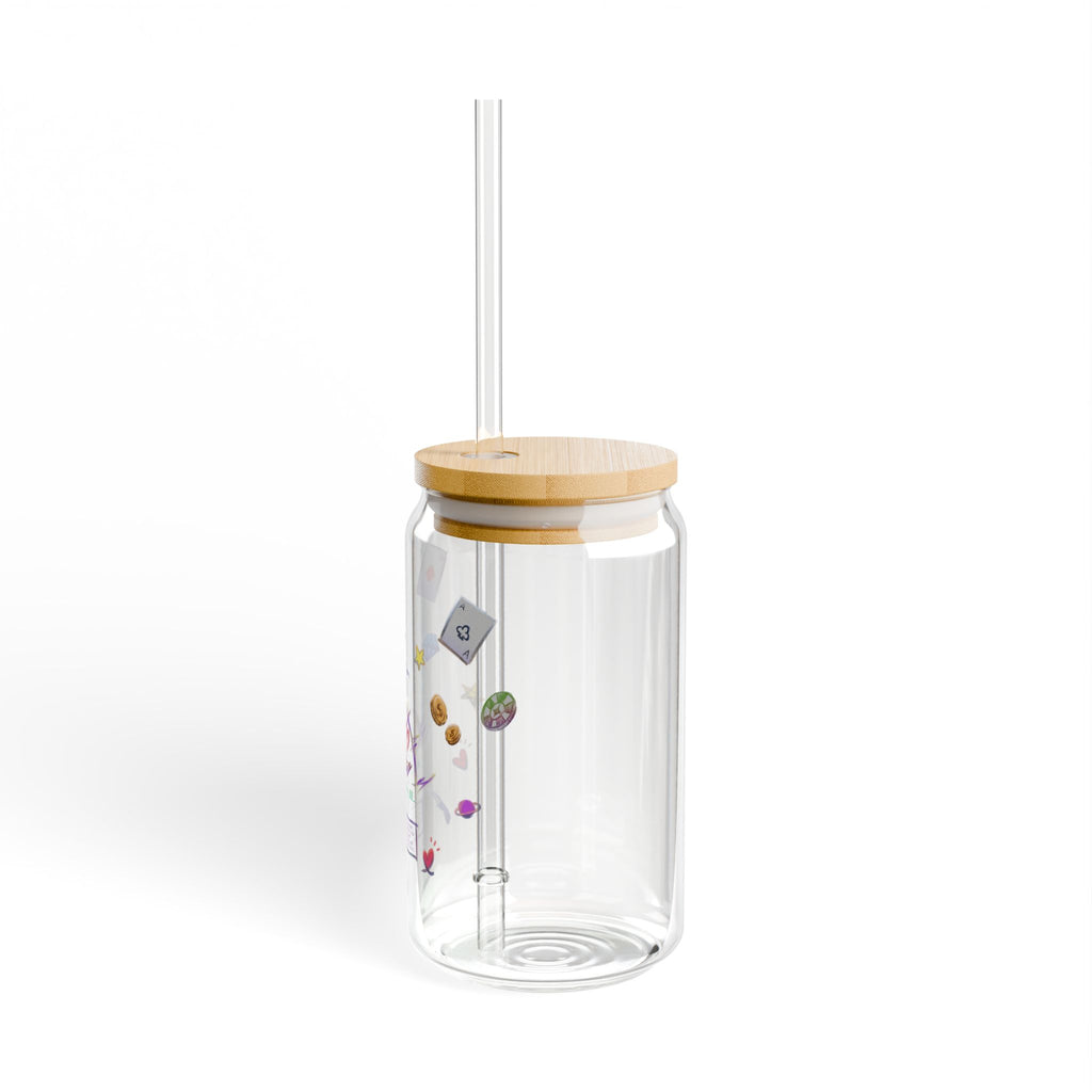 Clear Fiesta Taco Guide Typography 16oz Tempered Glass Sipper Cup