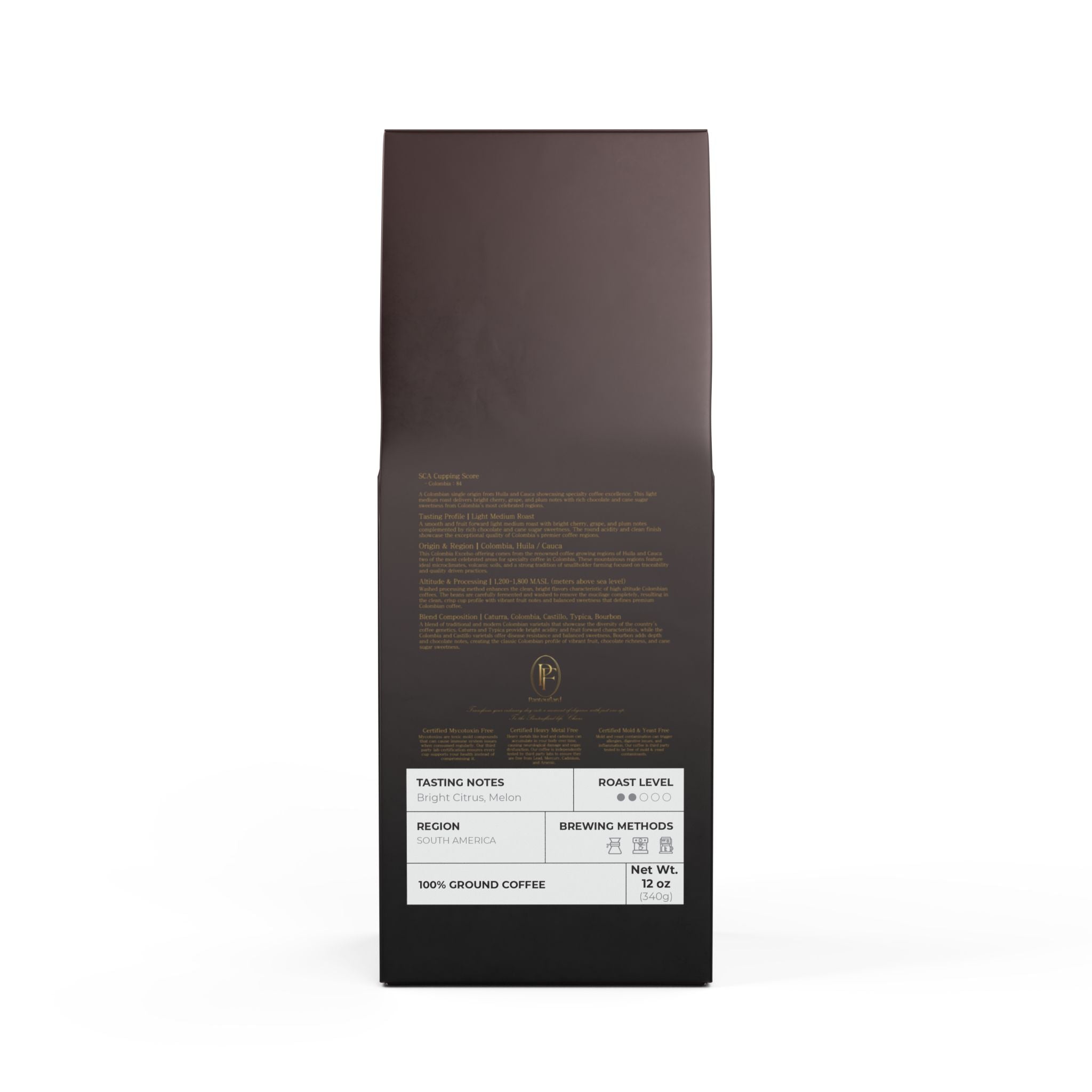 Pantouflard Colombia Single Origin Light Medium Roast Coffee – Whole Bean – 100% Arabica Specialty Blend (Colombia) – Notes of Mellow, Savory, Crisp acidity, Subtle sweetness, Melon – 12oz(340g...