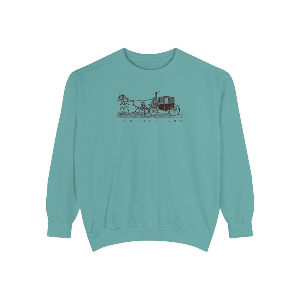 Unisex White Pantouflard Carriage Cotton Blend Sweatshirt