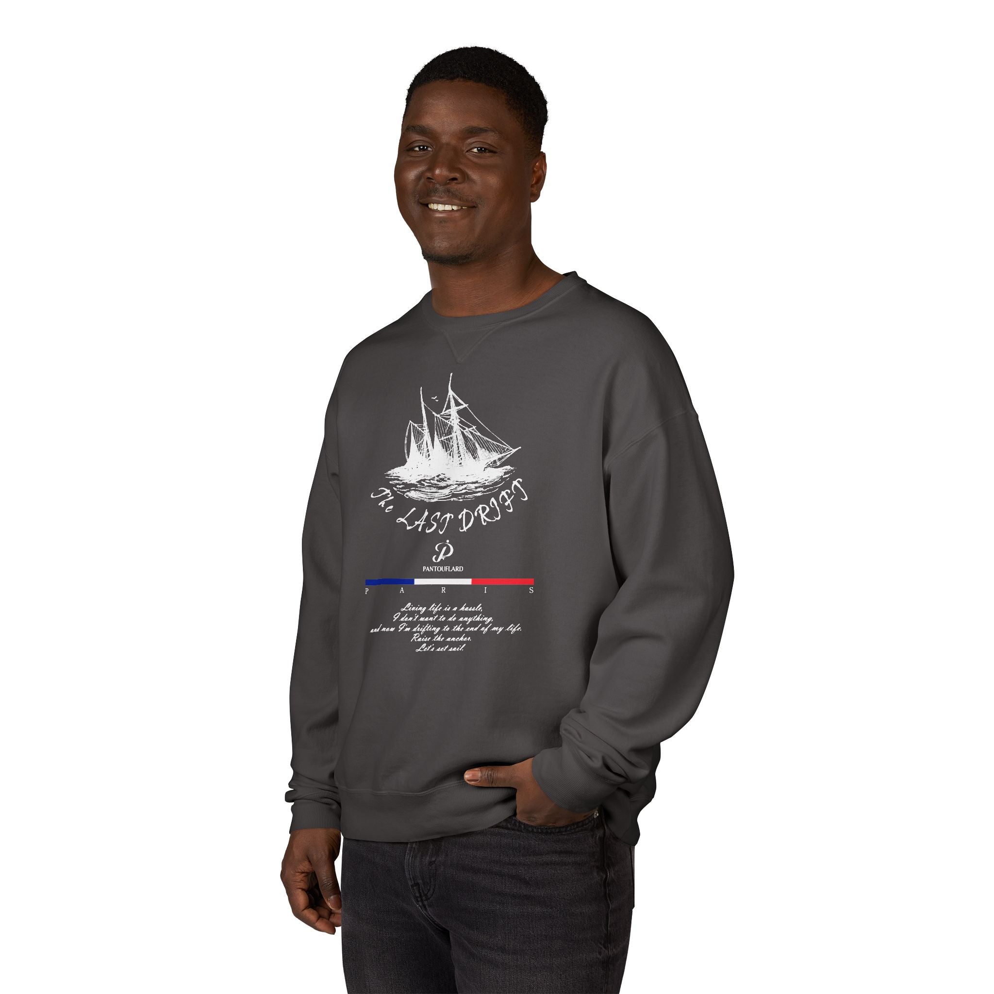 Old Money Nautical Heritage Crewneck - The Last Drift II (Paris Aesthetic Garment-Dyed Sweatshirt)