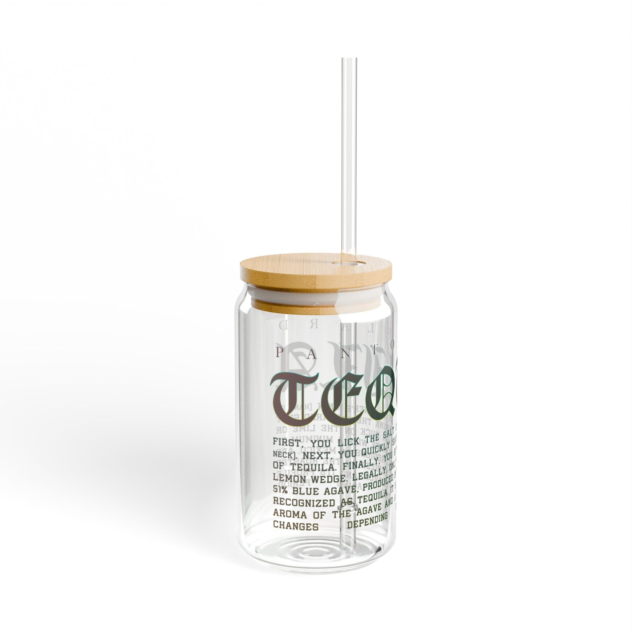 Clear Tequila Guide Typography 16oz Tempered Glass Sipper Cup