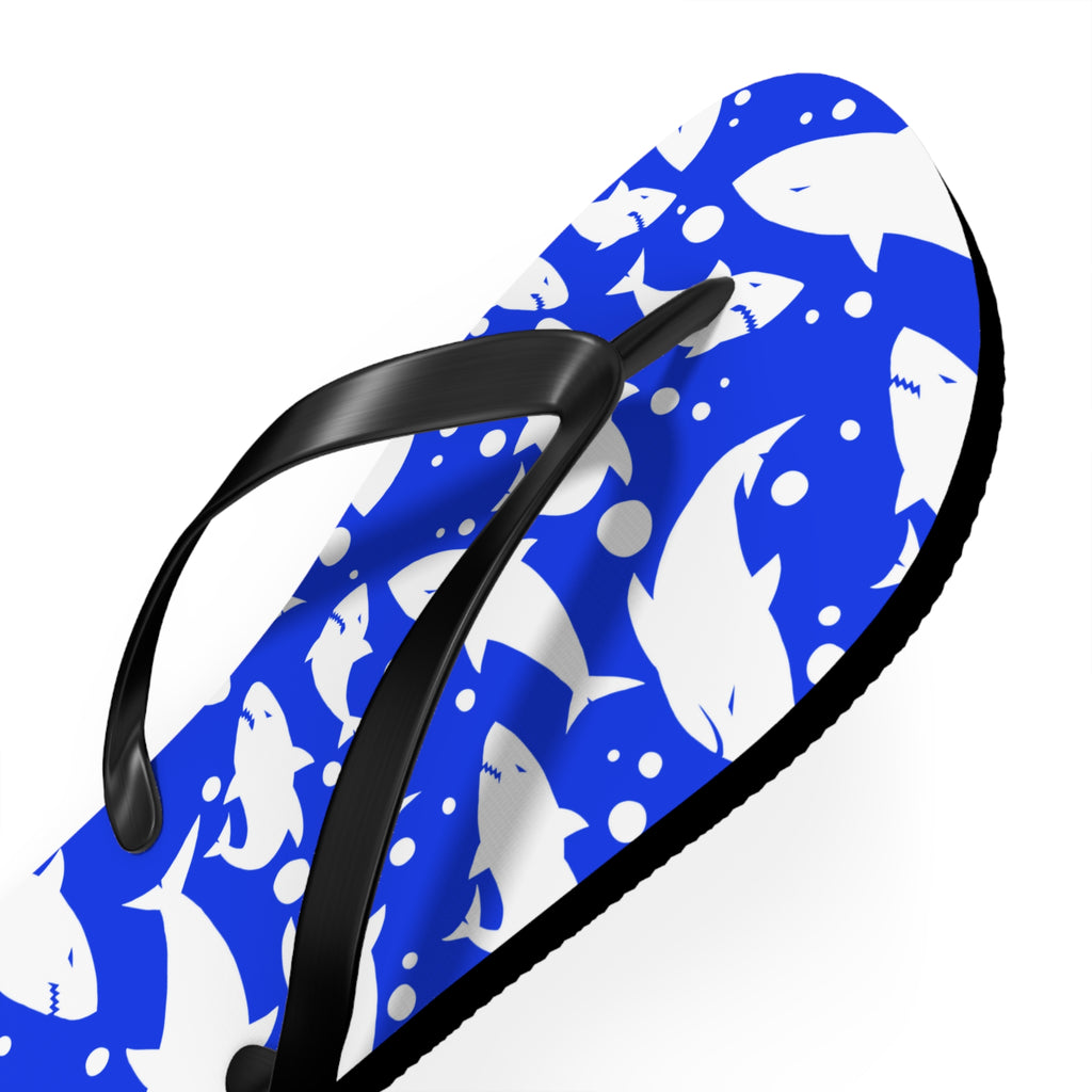 Unisex Royal Blue Shark Silhouette Pattern EVA Polyester Flip Flops