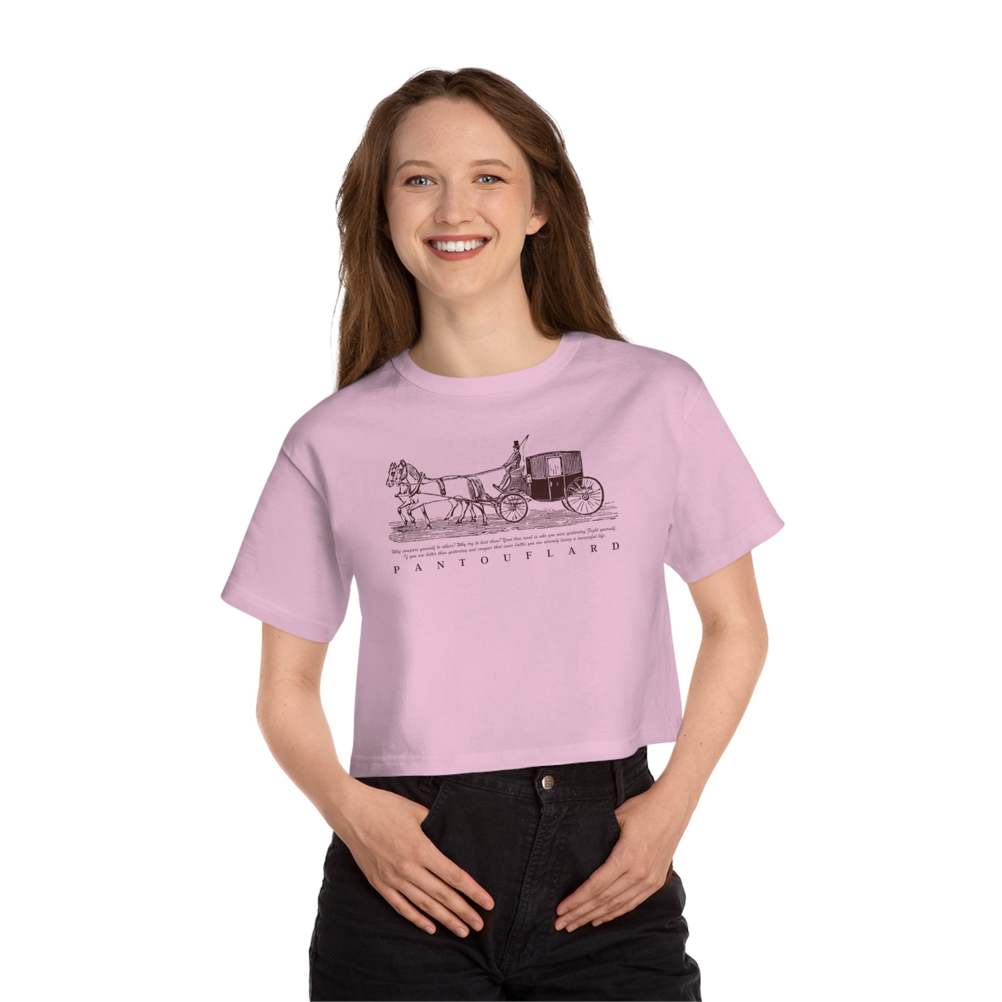 Old Money Equestrian Cropped Tee - The Timeless Carriage I (Champion Heritage T453W)