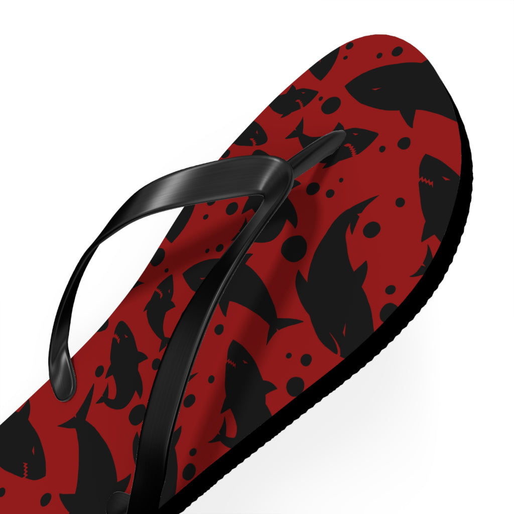Unisex Red Black Shark Silhouette Pattern EVA Polyester Flip Flops