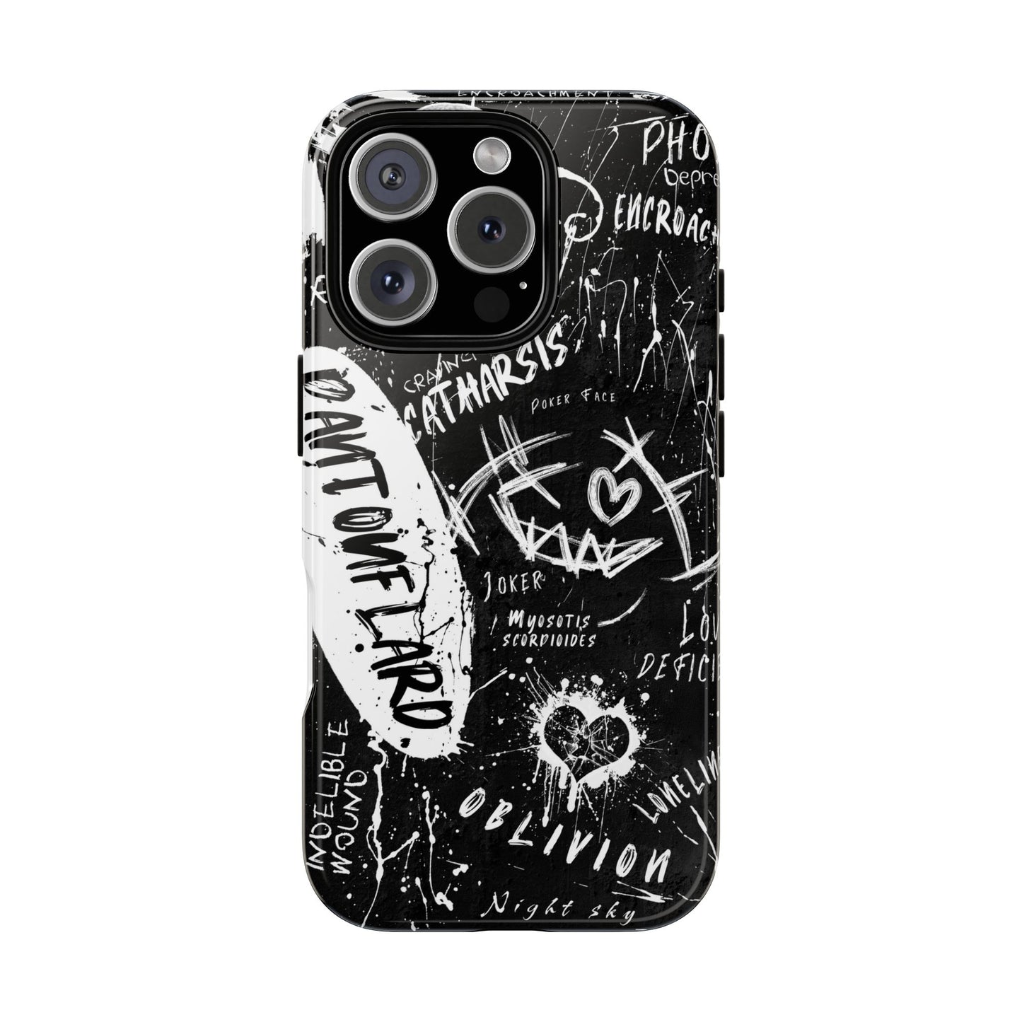 Fundas resistentes: funda atrevida para iPhone, Galaxy, Google Pixel, diseño de grafiti negro, estética urbana, regalo para amantes del arte, accesorios de teléfono modernos, estilo callejero