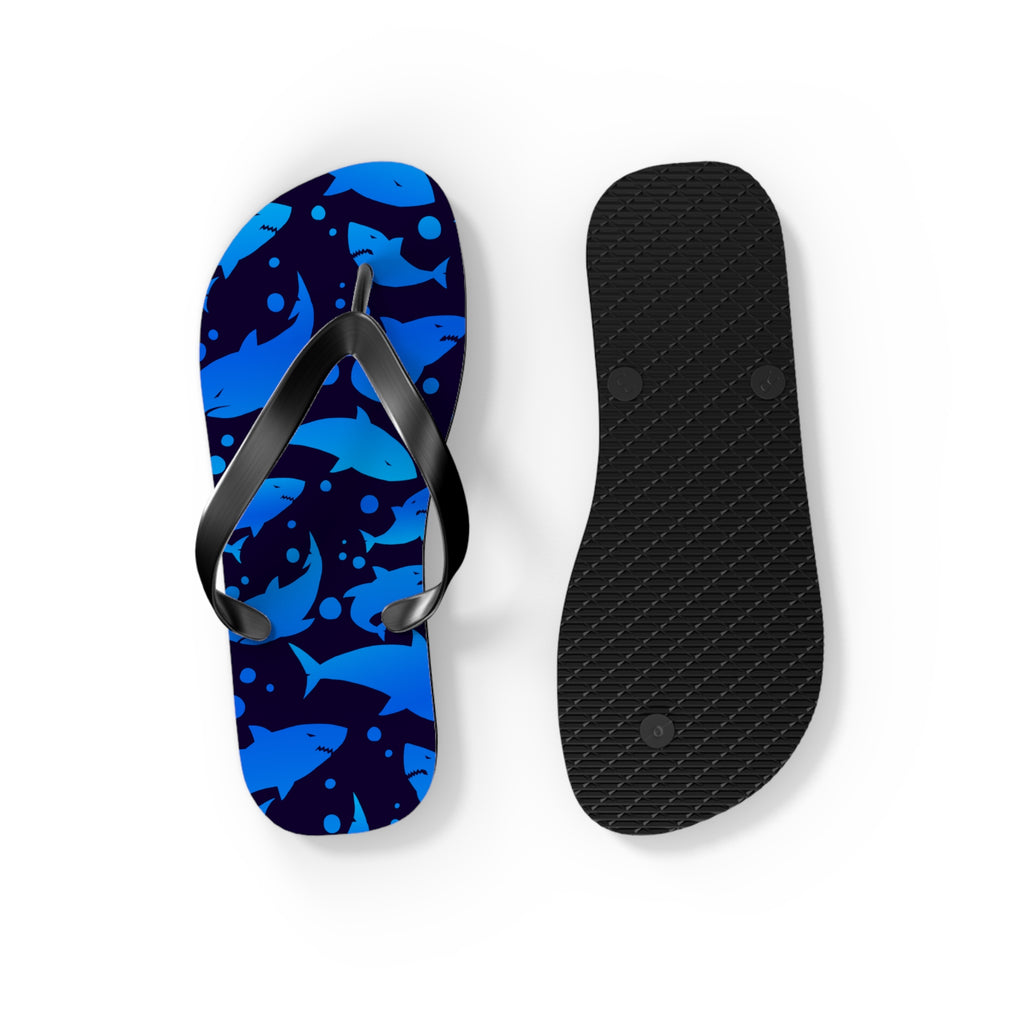 Unisex Navy Blue Shark Silhouette Pattern EVA Polyester Flip Flops
