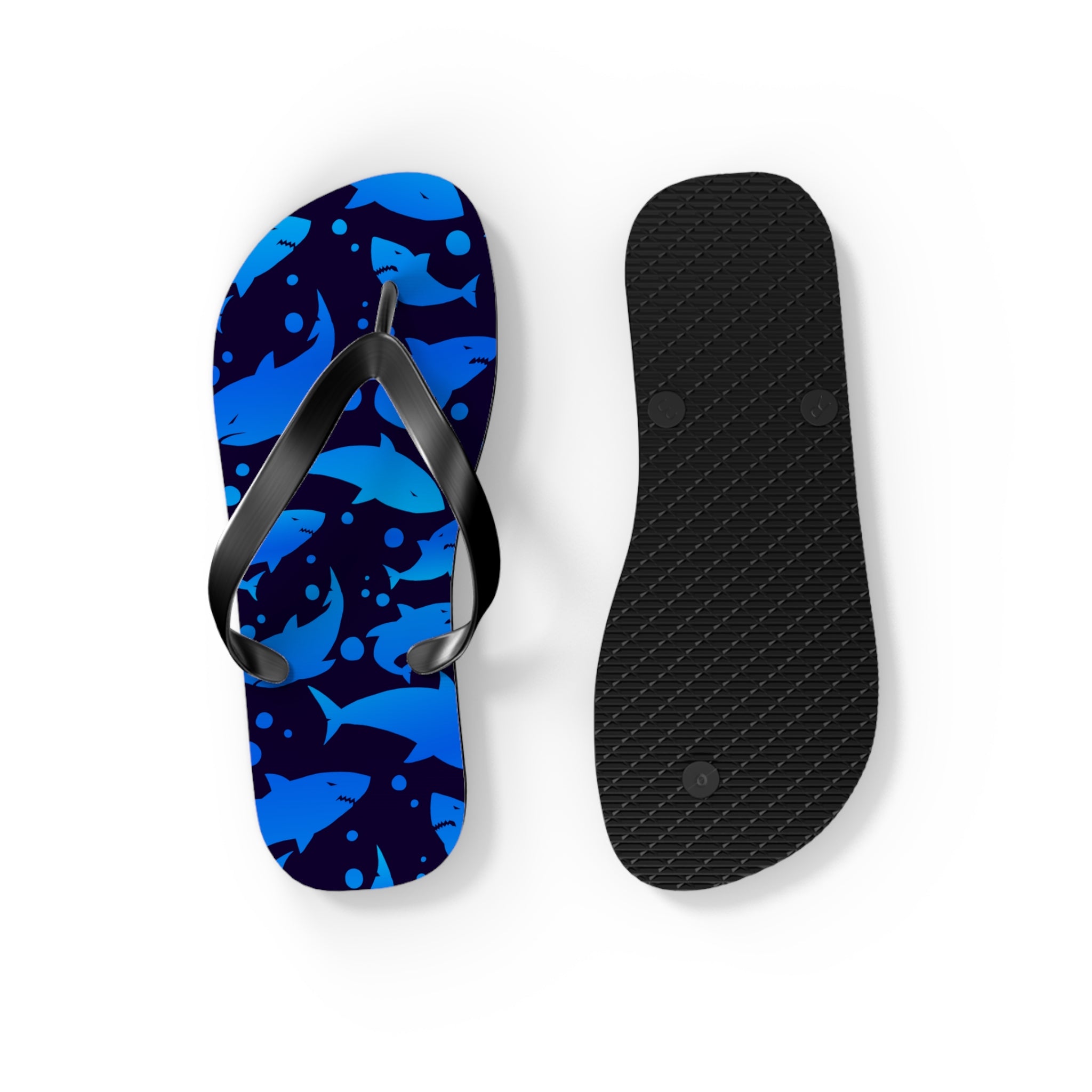 Unisex Navy Blue Shark Silhouette Pattern EVA Polyester Flip Flops