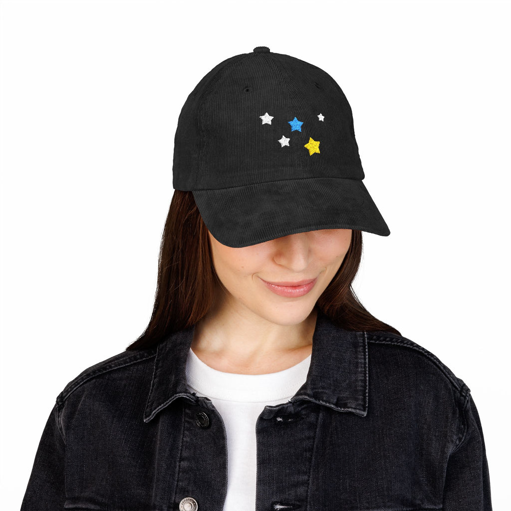 Unisex Cassiopeia Star Embroidered Cotton Corduroy Cap