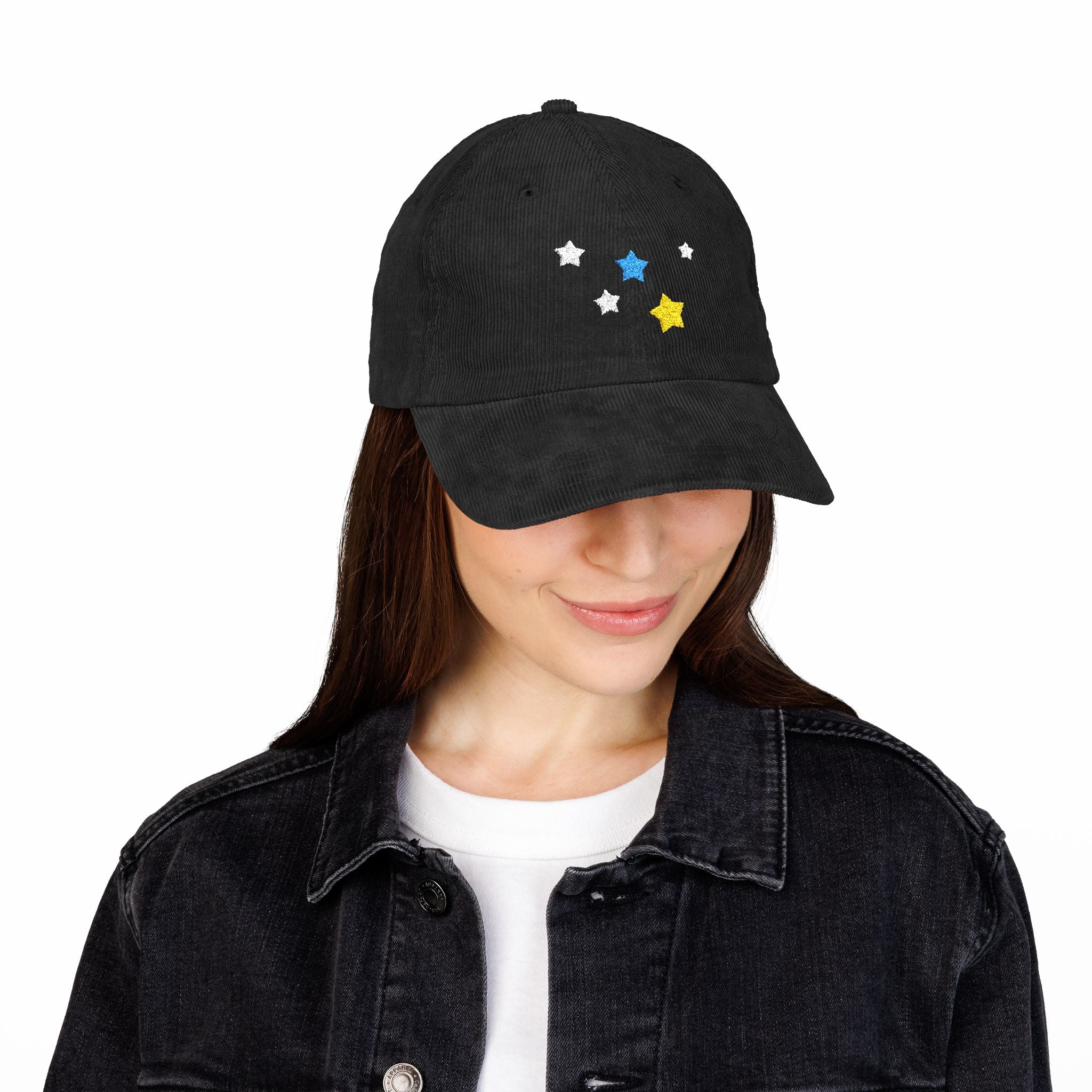Unisex Cassiopeia Star Embroidered Cotton Corduroy Cap