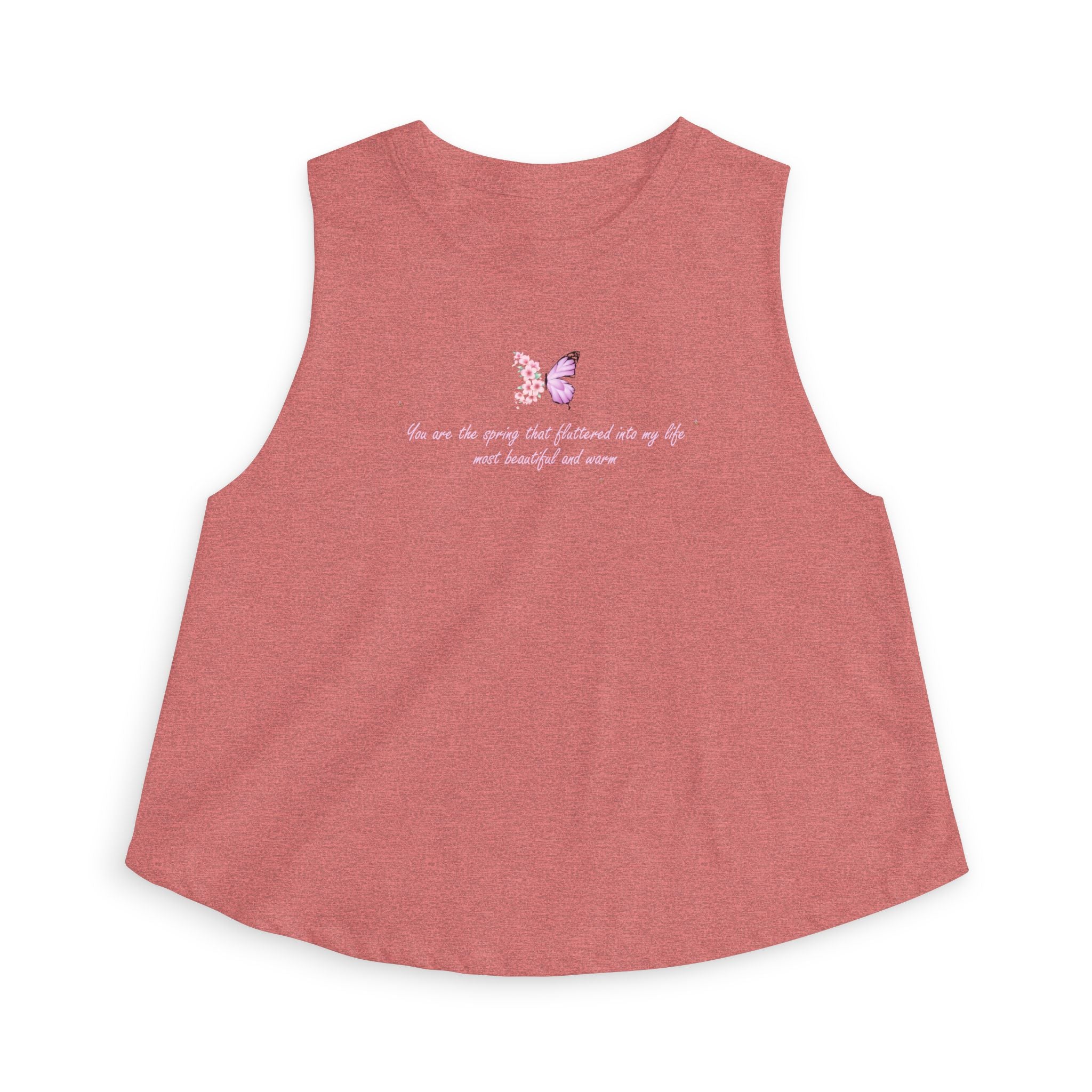 Women's Black Floral Butterfly Spring Quote Cotton Blend Crop Top