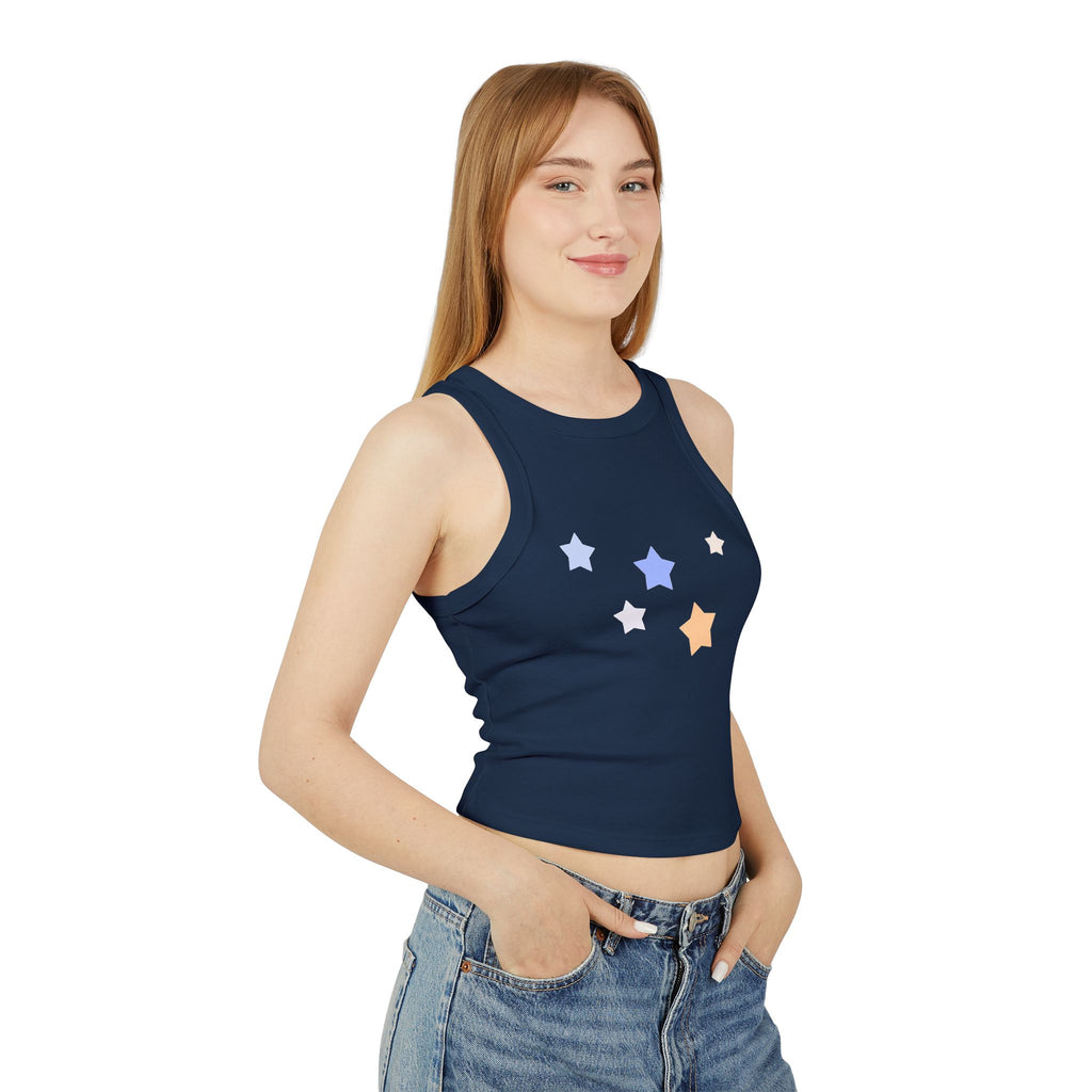 Women's Cassiopeia Constellation Graphic Micro Rib Tank Top - W-Shape Racerback Workout Tank