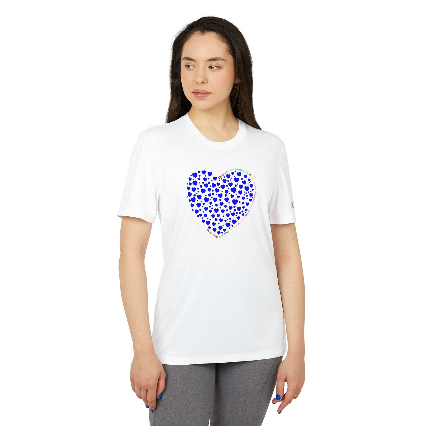 Adidas Unisex Sport T-Shirt with Blue Heart Design