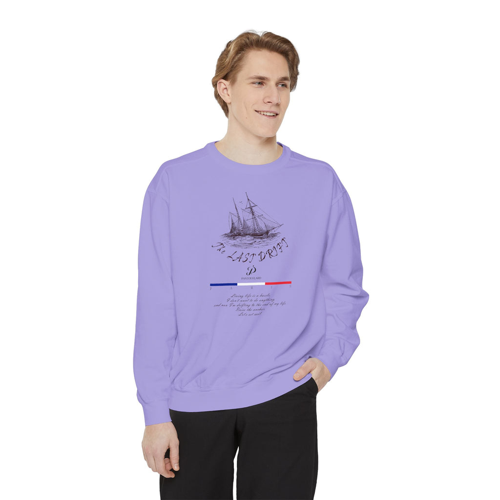 Unisex White Vintage Ship Graphic Cotton Blend Sweatshirt