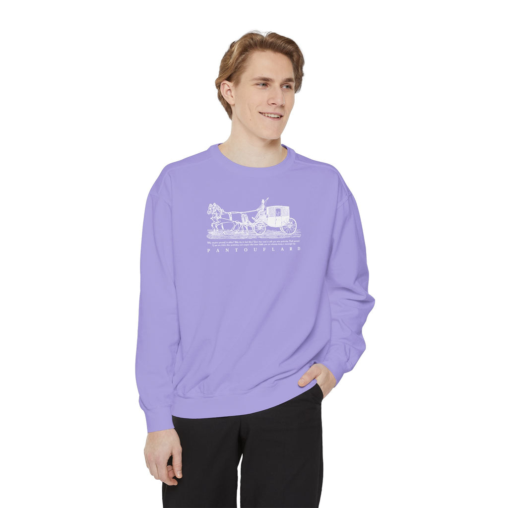 Unisex Navy Vintage Carriage Graphic Cotton Blend Sweatshirt