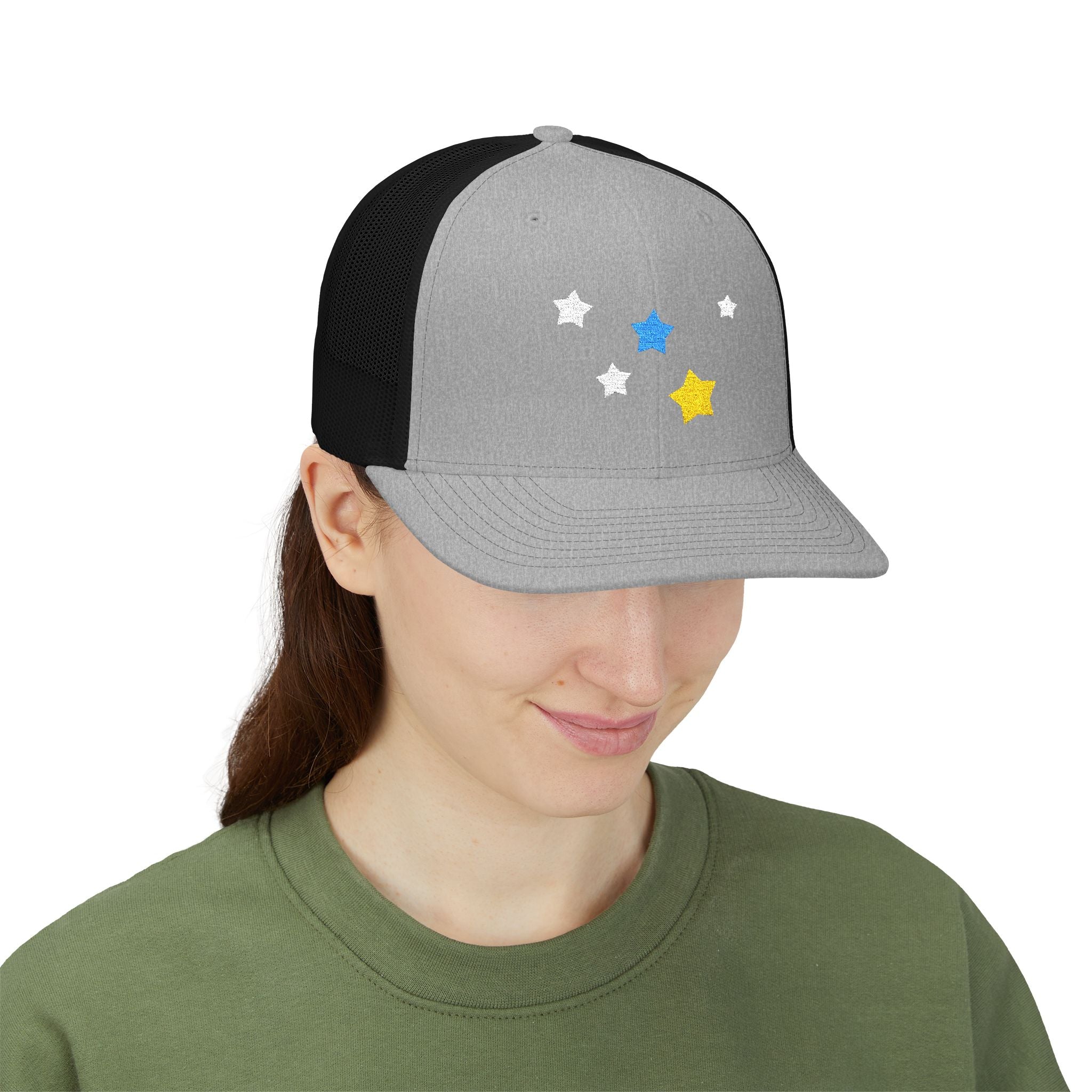 Unisex Cassiopeia Star Embroidered Cotton-Polyester Snapback Trucker Cap